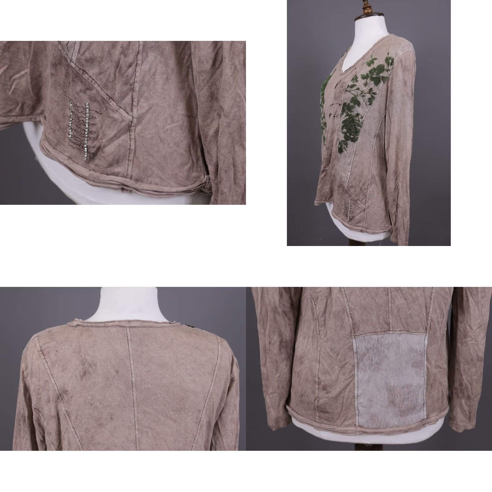 Vintage Elisa Cavaletti Blu Sono Italiano Brown Lagenlook Long Sleeve Tunic Shirt XXL Brown, White Embroidered Tunic Shirt Size XXL / US 16-18 / IT 52-54 - 8 Thumbnail