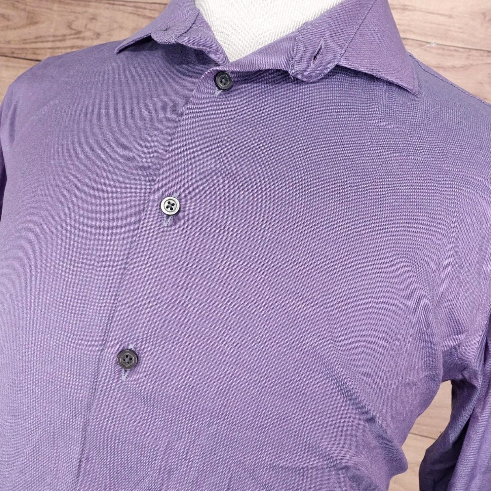 Vintage Awearness Kenneth Cole Dress Shirt Mens 16.5 34/35 Slim Fit Purple Non-Iron Size 46R - 2 Thumbnail