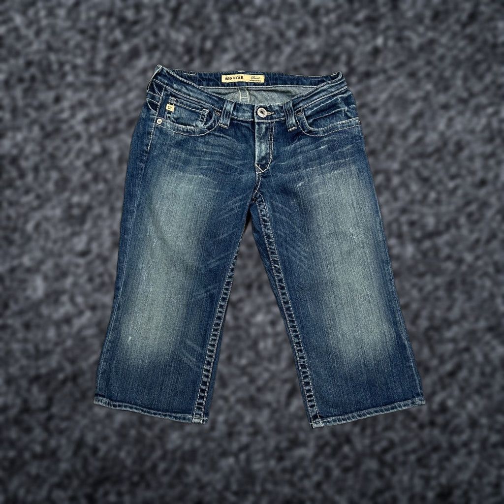Denime BIG STAR Jeans Cropped Denim Blue 30x19 Women’s Ultra Low Rise 5-Pocket Logo Stars Born Mexico Size 30 Regular Women Size 30" / US 8 / IT 44 - 1 Thumbnail
