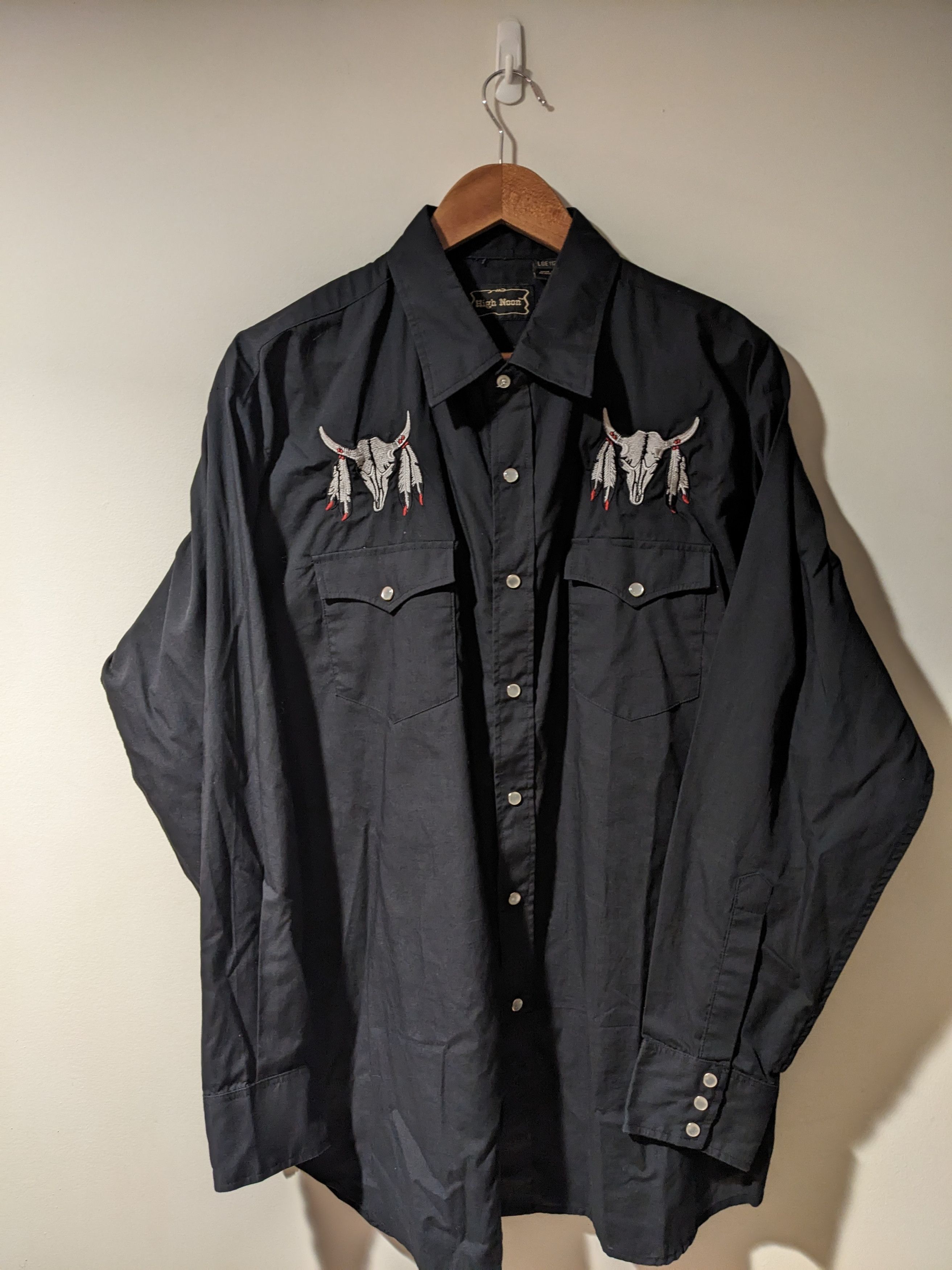 Vintage × Wrangler Vintage 90s High Noon Western Skull Pearl Button Up Shirt Size US L / EU 52-54 / 3 - 1 Thumbnail
