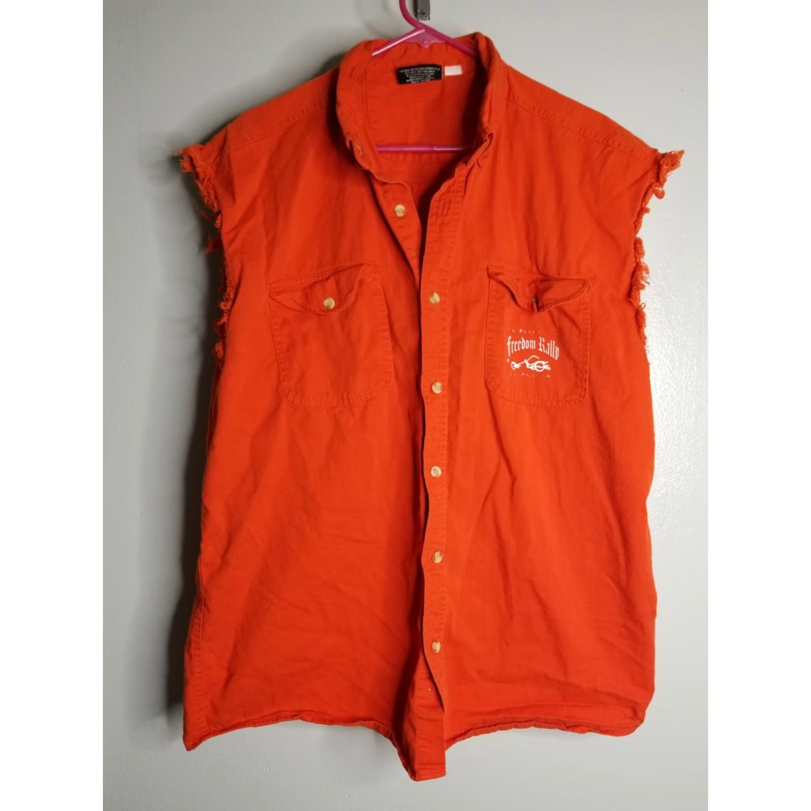 Vintage Freedom Rally Mens L Orange Motorcycle Shirt Vest Size US L / EU 52-54 / 3 - 2 Thumbnail