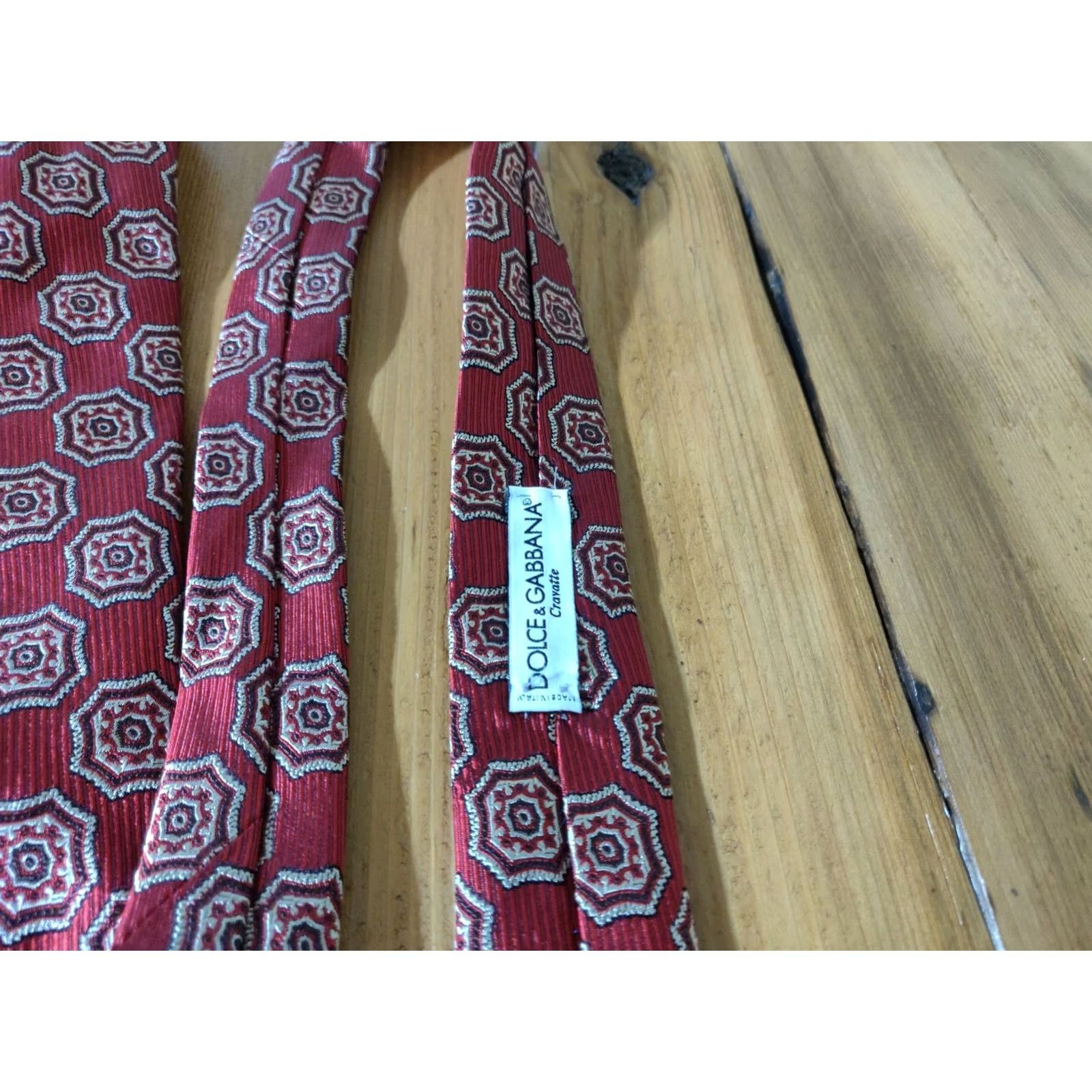 Dolce & Gabbana Dolce & Gabbana Neck Tie 100% Silk Red Geometric Designer Made in Italy Men's Size ONE SIZE - 4 Thumbnail