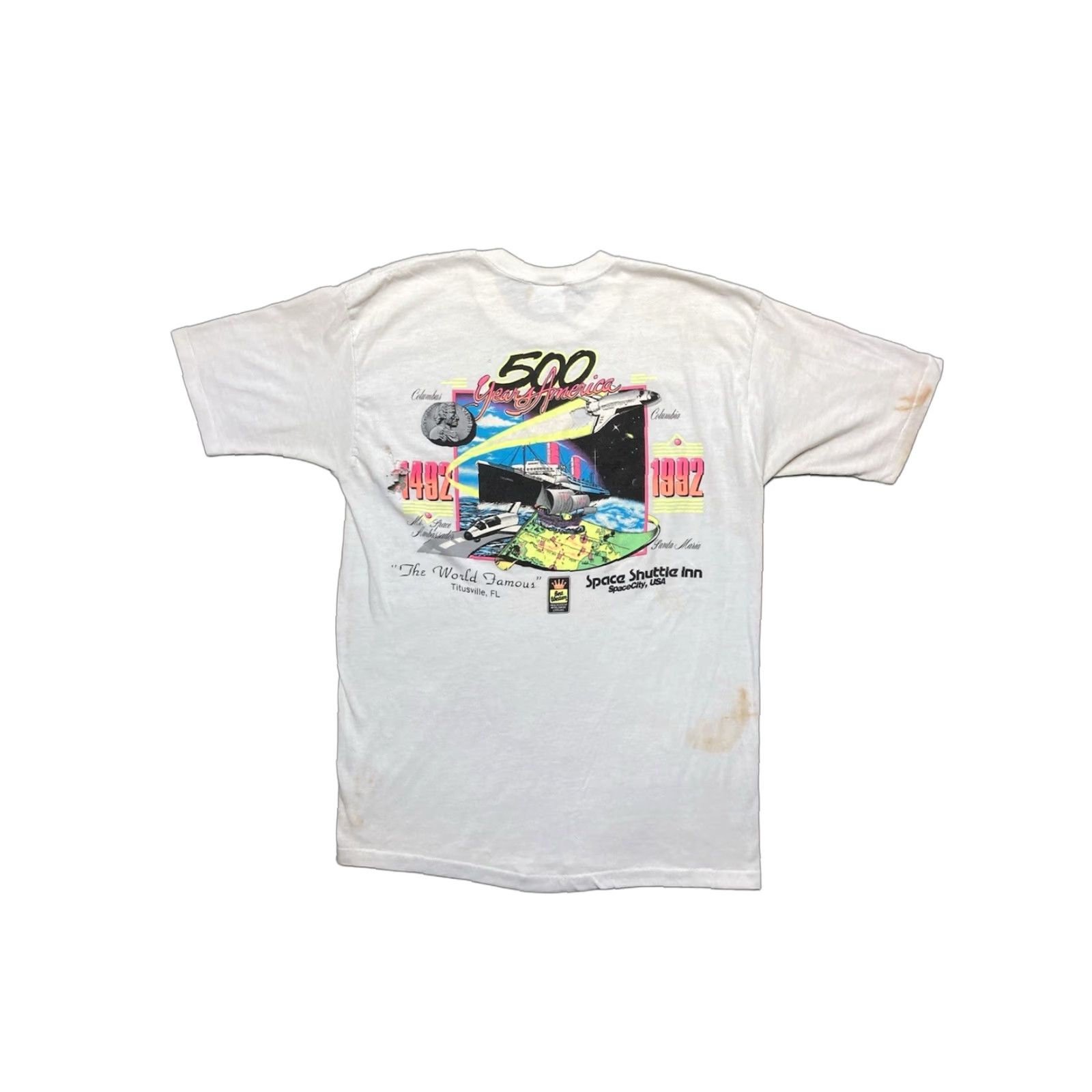 Vintage VINTAGE 90s T SHIRT SPACE SHUTTLE INN BEST WESTERN DISTRESSED THRASHED SOFT Large Mens White Space Shuttle Western T-Shirt XXL Fits Like Large Size US L / EU 52-54 / 3 - 1 Thumbnail