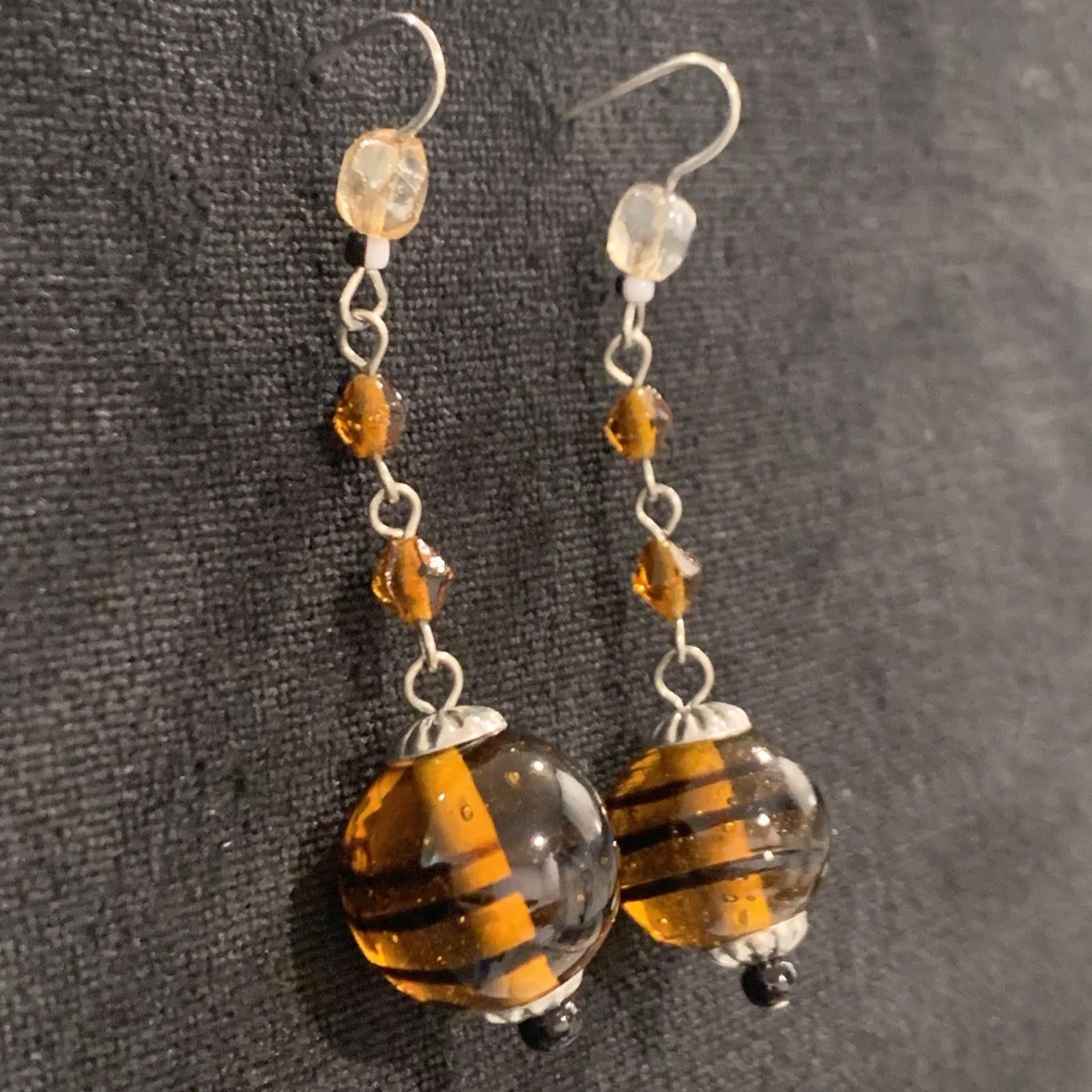 The Unbranded Brand Orange Glass Lampwork Drop Dangle Beads Vintage Handmade Size ONE SIZE - 1 Thumbnail