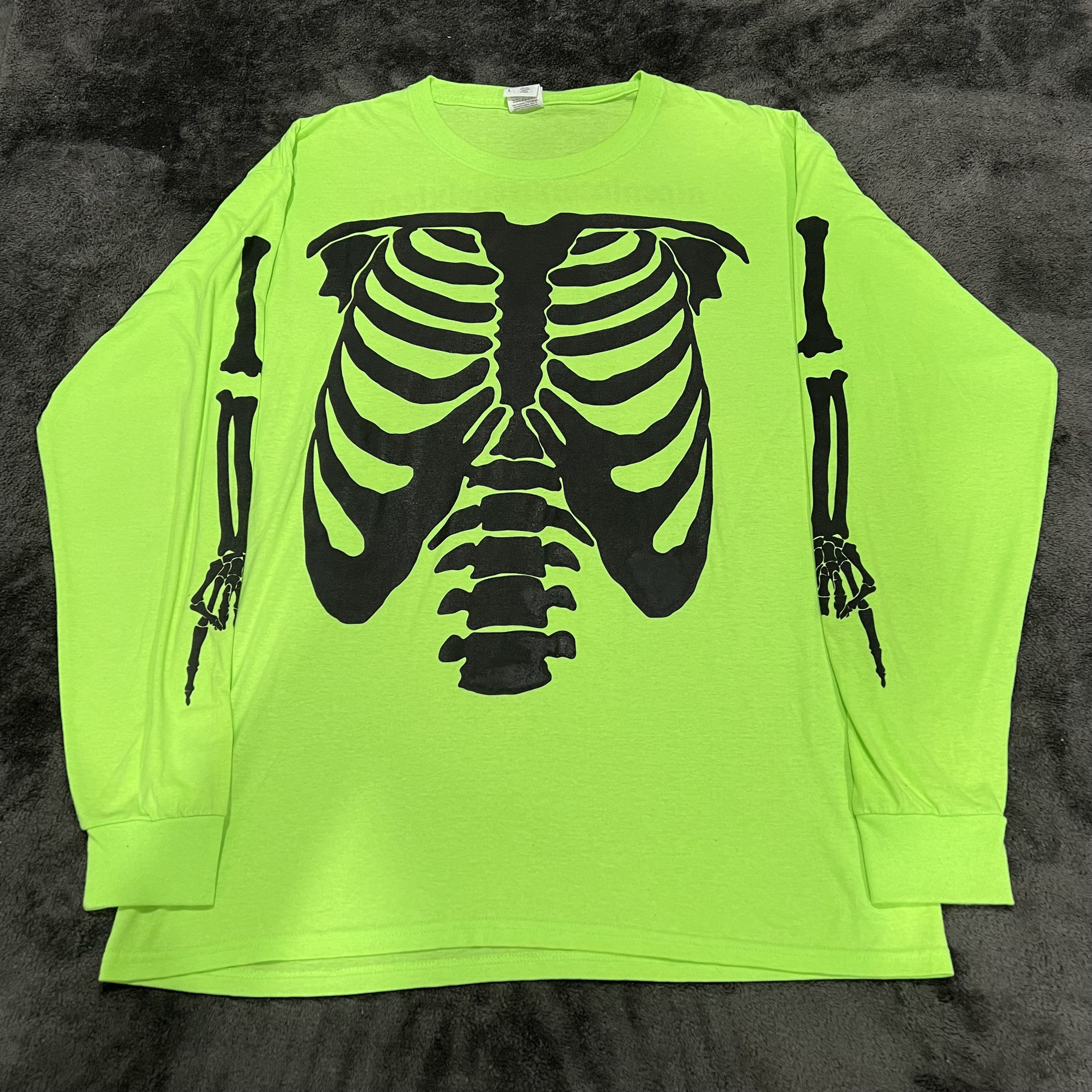 image of Playboi Carti Neon Skeleton Long Sleeve in Green, Men's (Size Large)