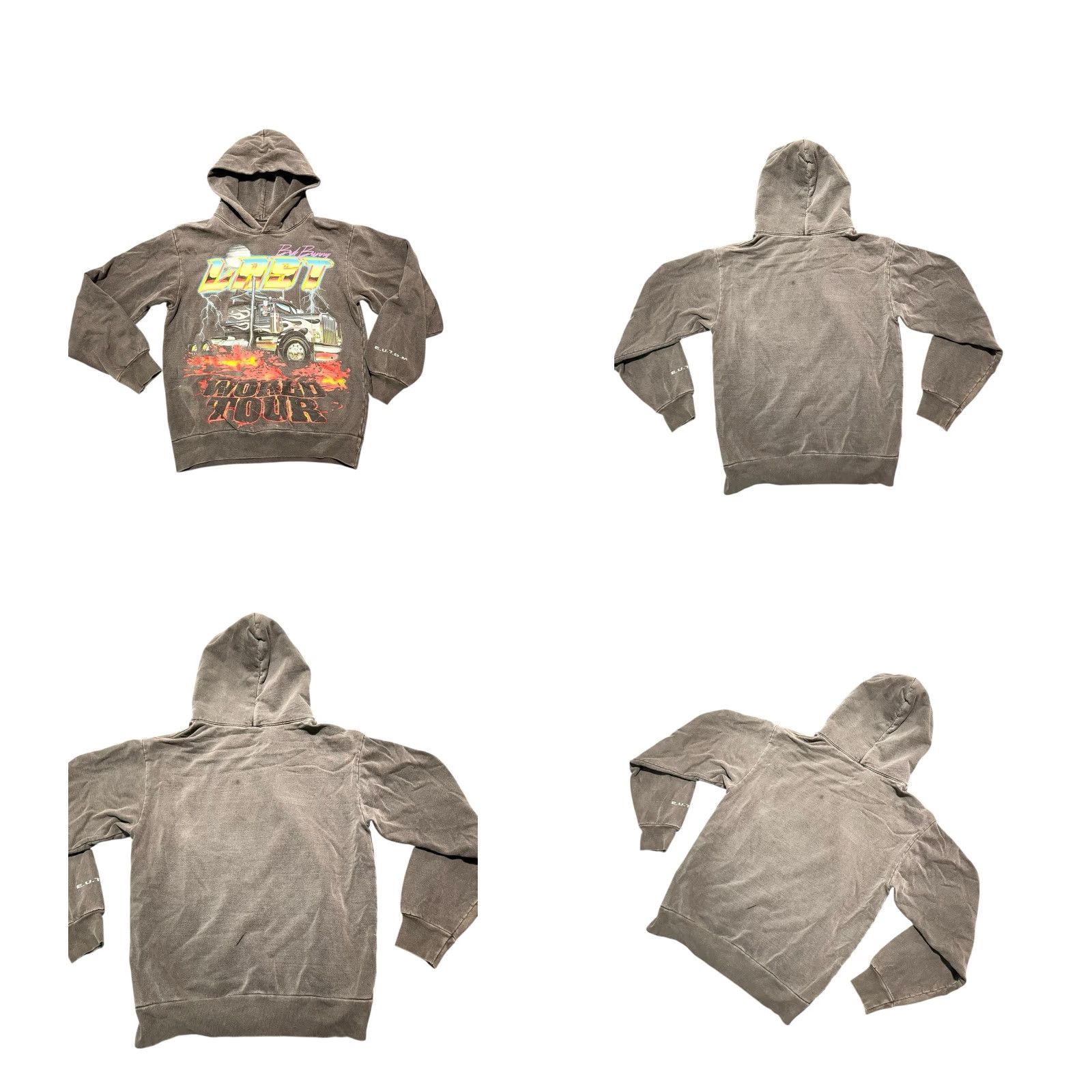 Vintage VINTAGE Bad Bunny El Último Tour Del Mundo 2022 Hoodie Trucker Graphic Size S Black Unisex Adults Cotton Pullover Graphic Print Skull Mens Size US S / EU 44-46 / 1 - 8 Thumbnail