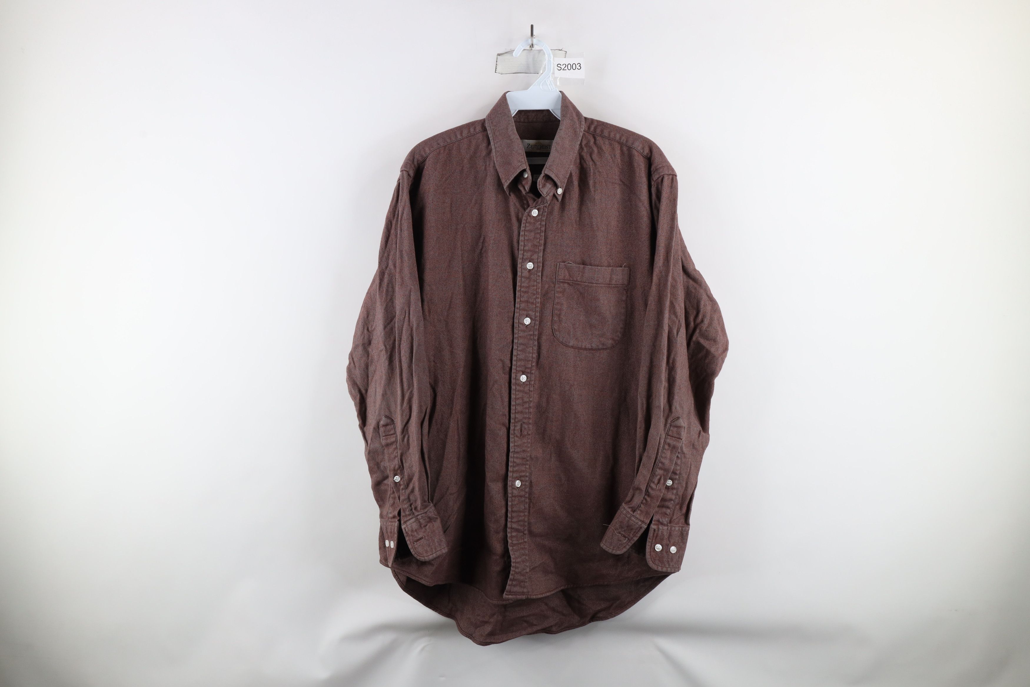 Vintage Vintage 90s Streetwear Herringbone Flannel Button Down Shirt Size US M / EU 48-50 / 2 - 1 Thumbnail