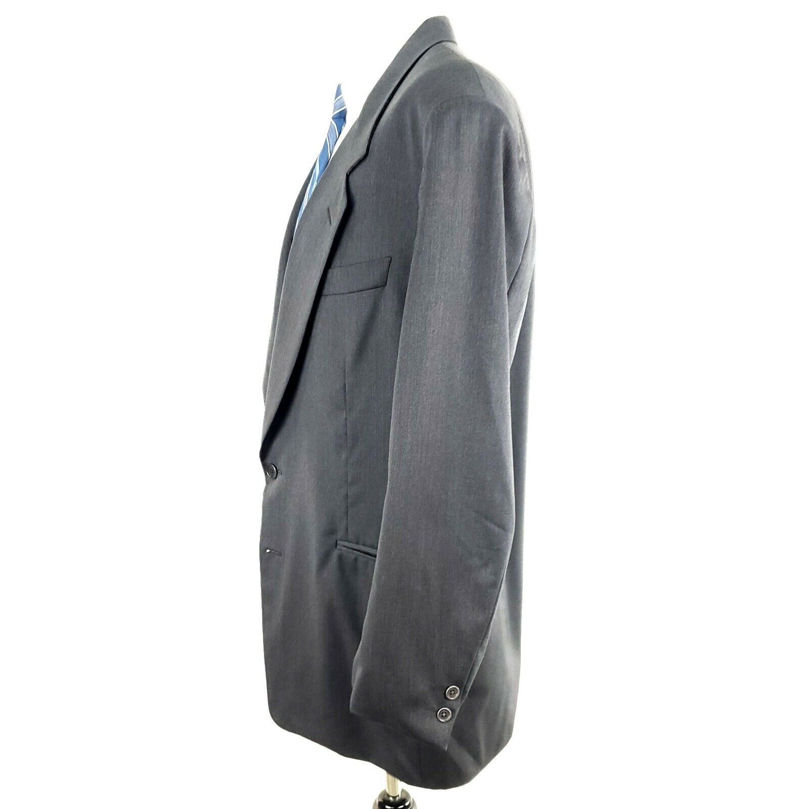 Canali Canali Proposta 44L 2 Button Herringbone Wool Gray Blazer Sp Size 44L - 5 Thumbnail