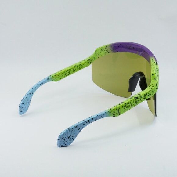 Gucci GG1477S 001 Sunglasses Violet Shaded Green Shield
