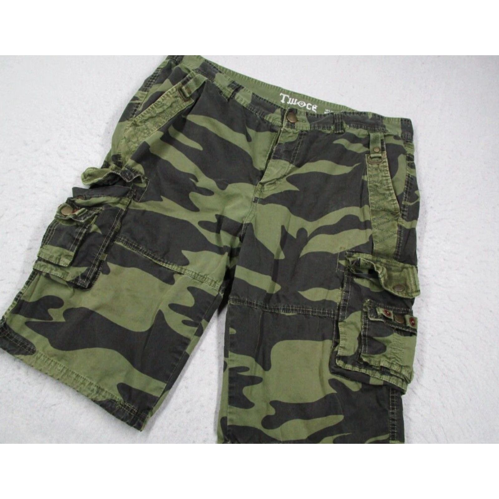 Vintage VINTAGE Twoce Cargo Shorts Mens 36 Green Camo Cargo 14" Skate Military Work Y2K Size US 36 / EU 52 - 2 Thumbnail