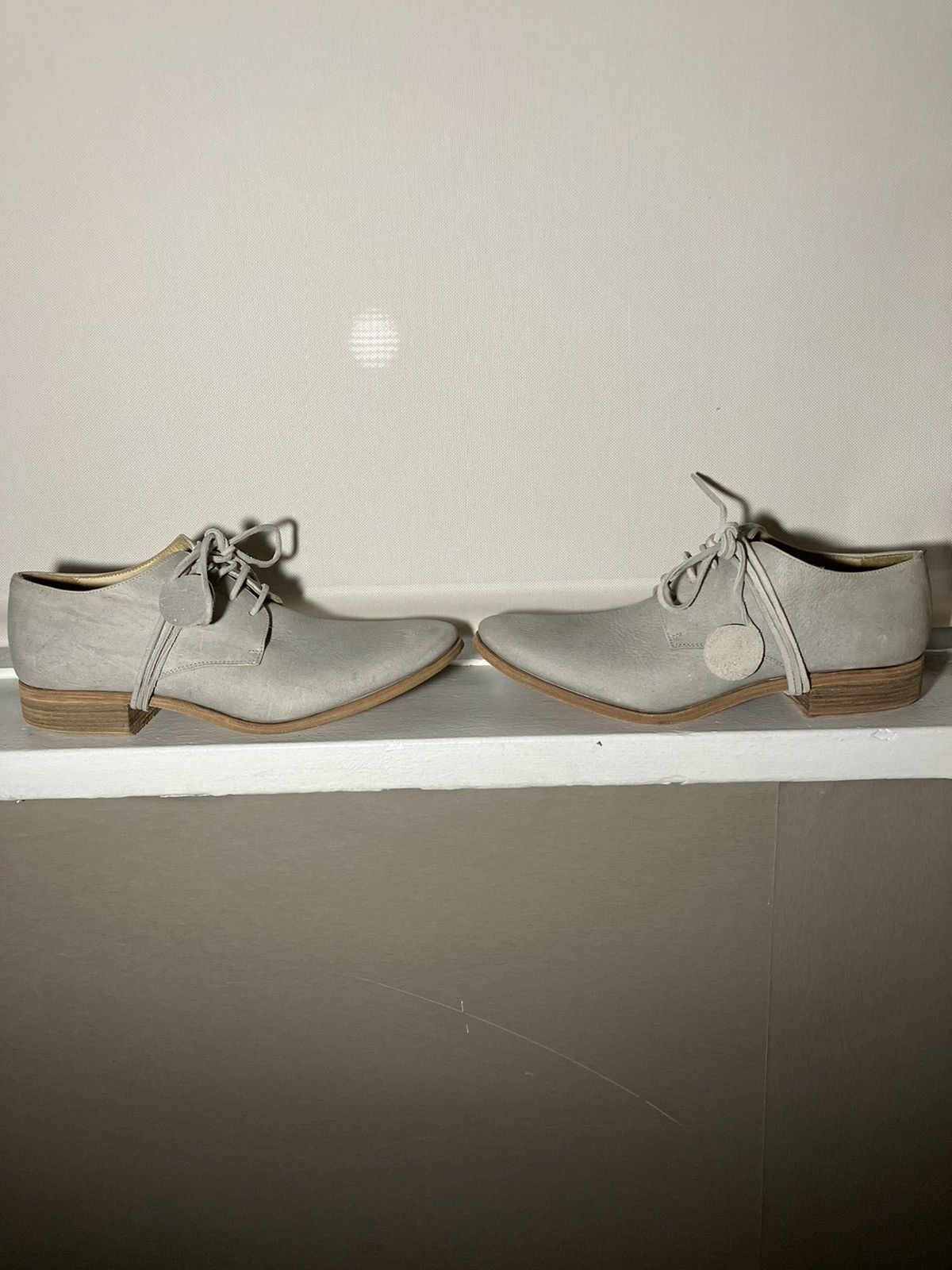 image of Carpe Diem Kudu Leather Wrapped Lace Derbies Shoes in Grey, Men's (Size 9)