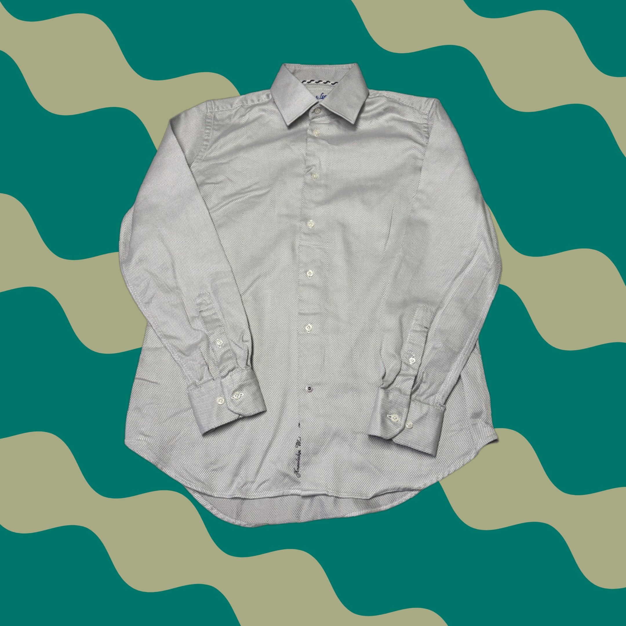 Robert Graham Robert Graham Mens Grey Textured Diamond Weave Button Down Shirt M 15.5 Gray Cotton Button-Up Embroidered 44 in Chest Classic" Size US M / EU 48-50 / 2 - 1 Thumbnail