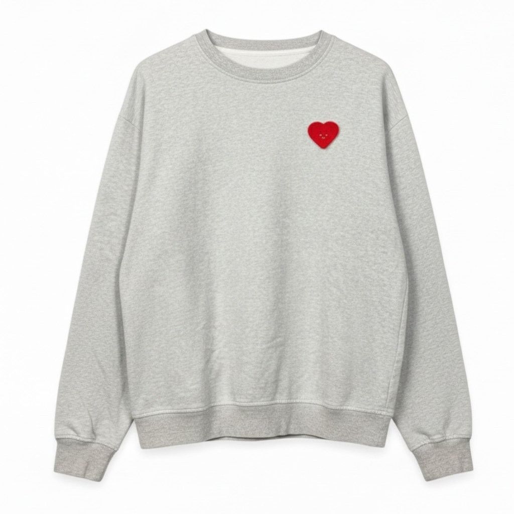 Jason Wu Jason Wu Men's Medium Gray Crewneck Sweatshirt Smiley Heart Size US M / EU 48-50 / 2 - 1 Thumbnail