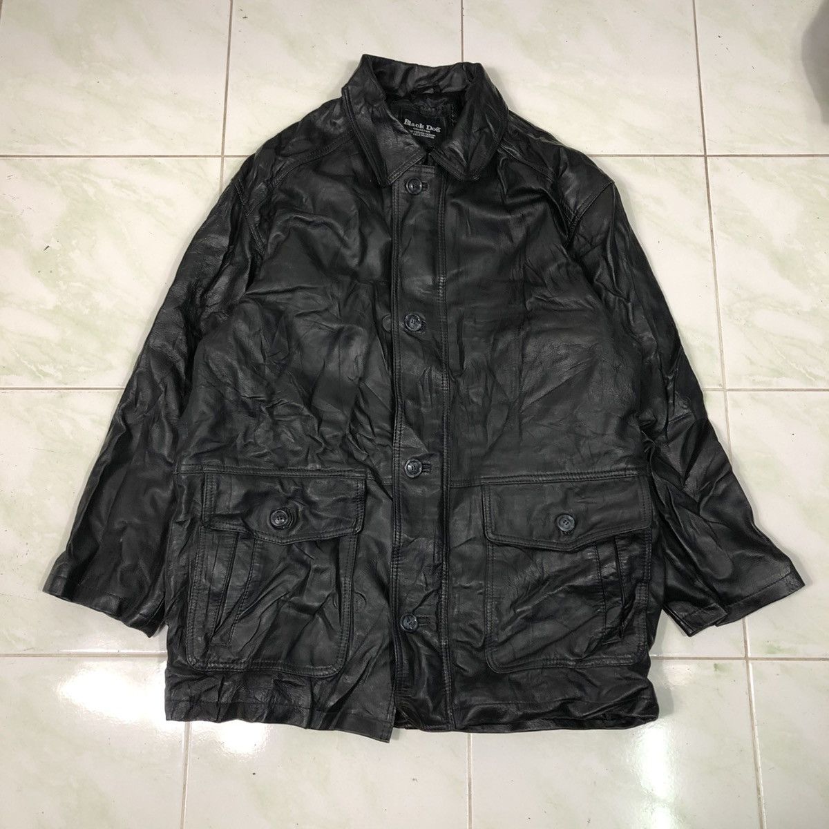 Japanese Brand 📌Vintage Leather Jacket Black Dog Blanket Issey Miyake Size US M / EU 48-50 / 2 - 1 Thumbnail