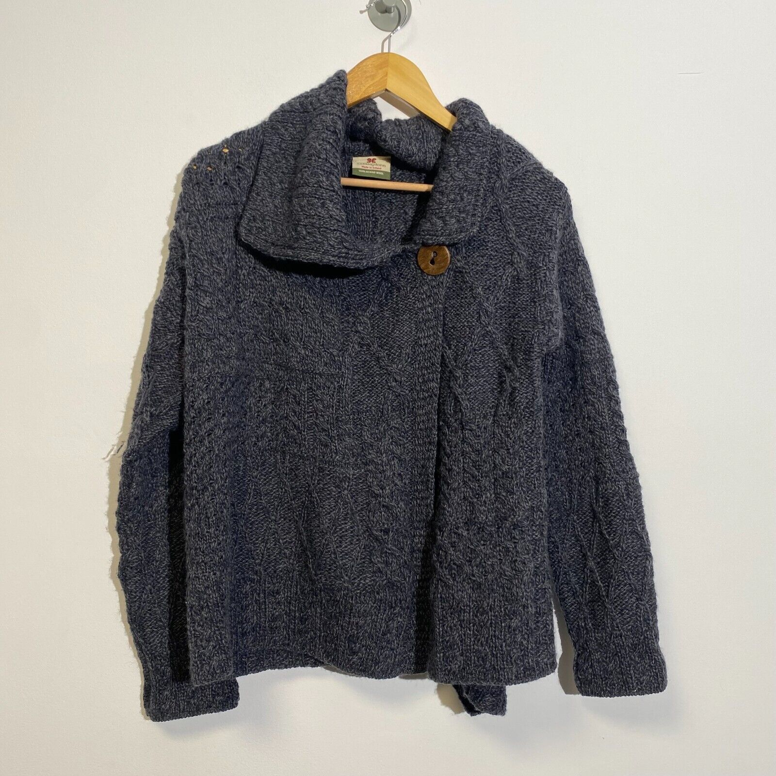 Vintage Vintage Women's Gray Wool Size S Cableknit Y2K Turtleneck Size US S / EU 44-46 / 1 - 7 Thumbnail