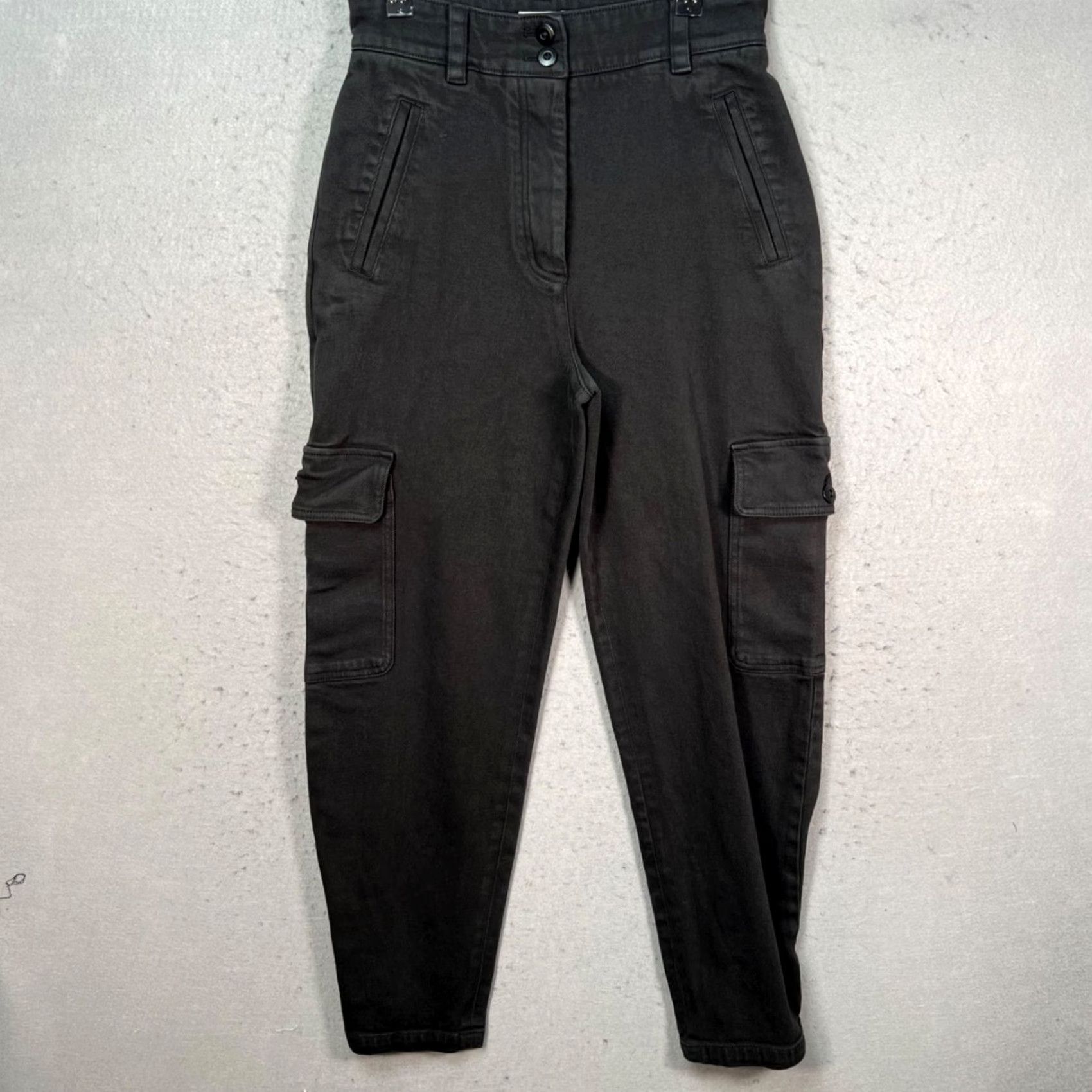 Vintage Wilfred Free Womens Small Black High-Waisted Tapered Leg Cargo Pants Size 28" / US 6 / IT 42 - 2 Thumbnail