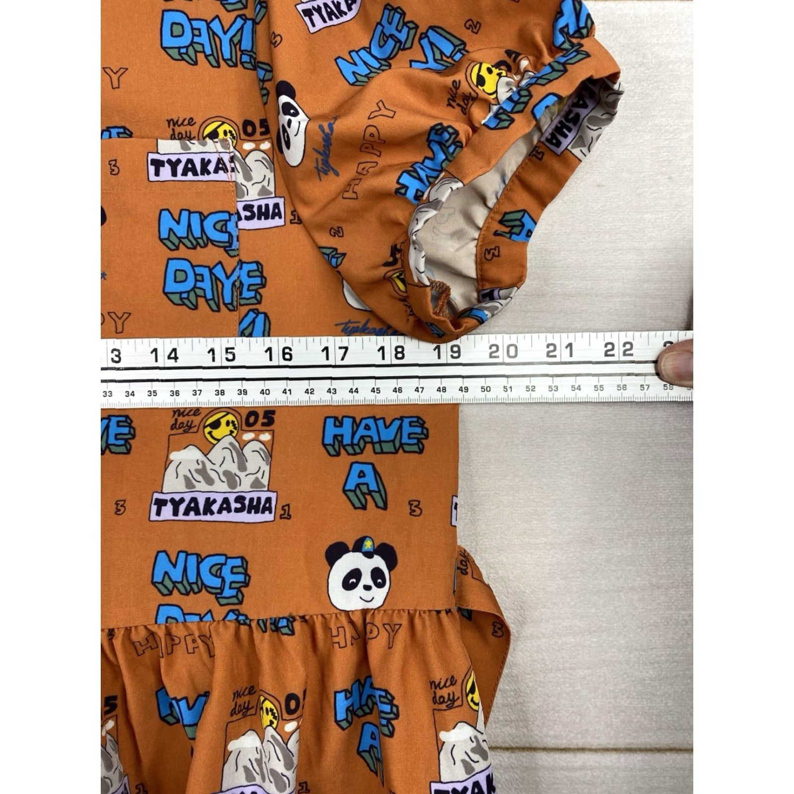 Vintage VINTAGE Tyakasha Dress Panda Print Asian Streetwear Graphic Chiffon Midi A-Line Tunic Short Sleeve Collared Button Embroidered Orange Women S Size S / US 4 / IT 40 - 4 Thumbnail