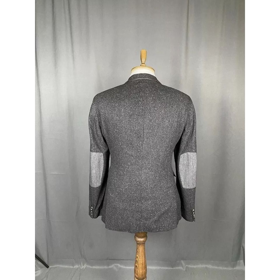 Hugo Boss MINT! Hugo Boss Herringbone Men's Gray Wool Blazer Sportcoat Size 52R - 6 Thumbnail