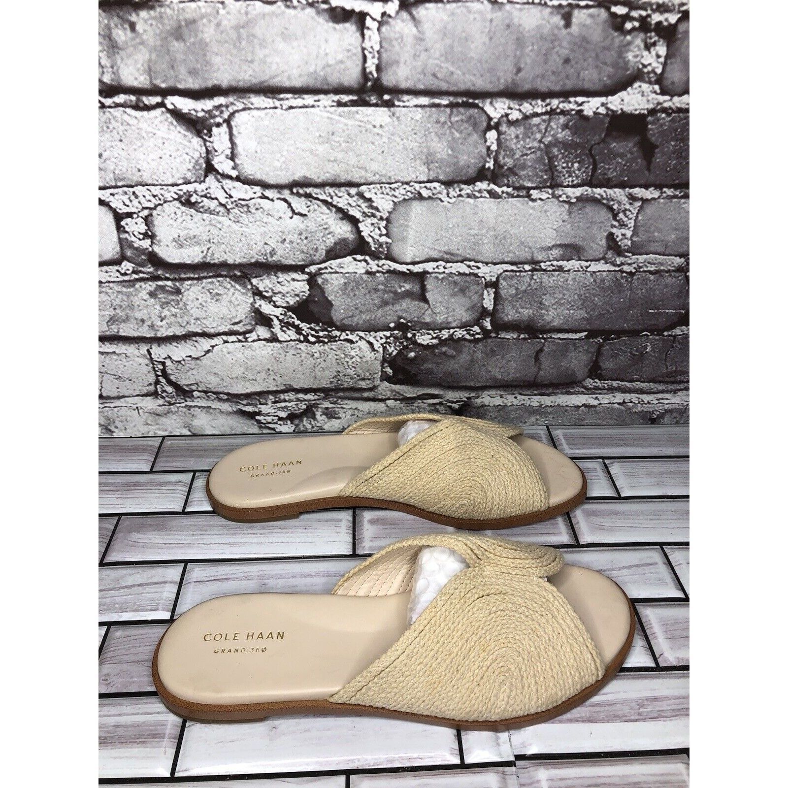 Cole Haan Cole Haan Grand Os Beige Cream Fabric Slides Sandals Women S Size US 8 / IT 38 - 12 Thumbnail