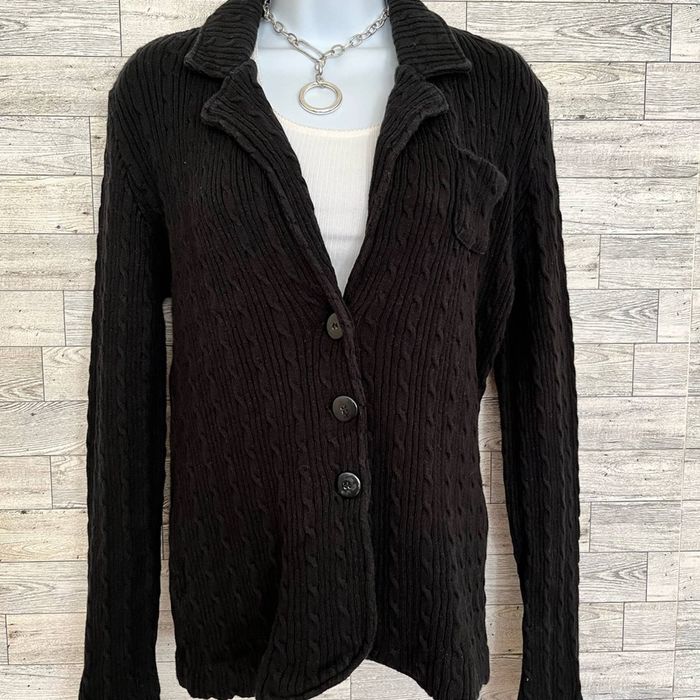 Cable-Knit Button-Front Cardigan Sweater