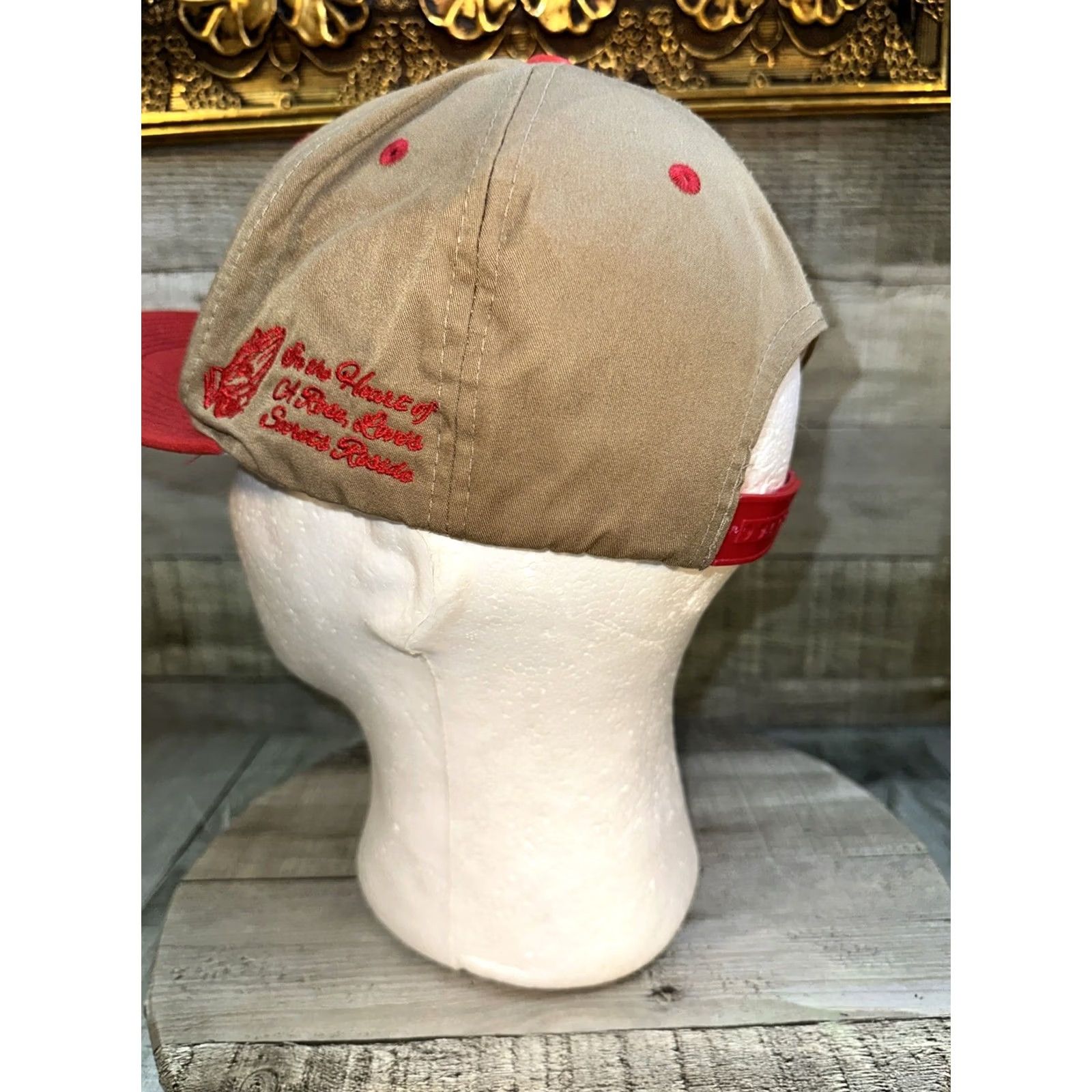 Vintage Unbranded Cockfighting Mexico USA Snapback Hat Cap Beige Beige Tan crown / red brim Men One Size Adjustable snapback Size ONE SIZE - 7 Thumbnail