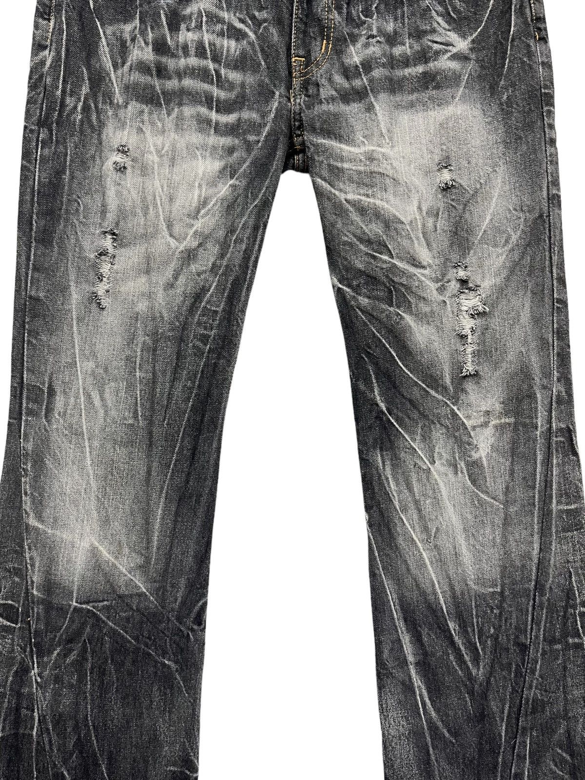 Japanese Brand 🔥BLACK FLARE🔥ANTFUI Distressed Punk Whiskered Luxury Denim Size 31" - 8 Thumbnail