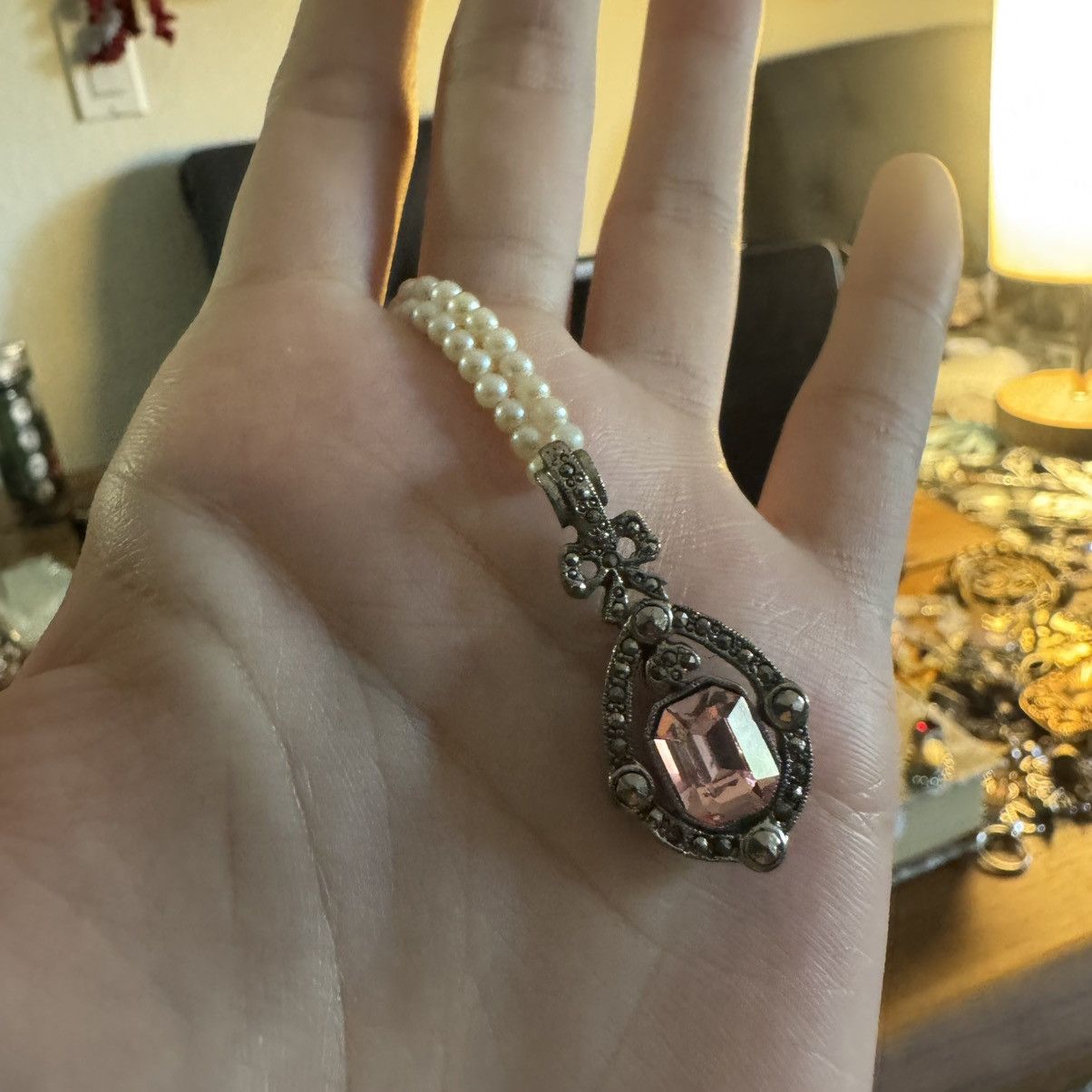 Vintage Dainty pink crystal necklace #fairycore 1928 Jewelry Size ONE SIZE - 4 Thumbnail