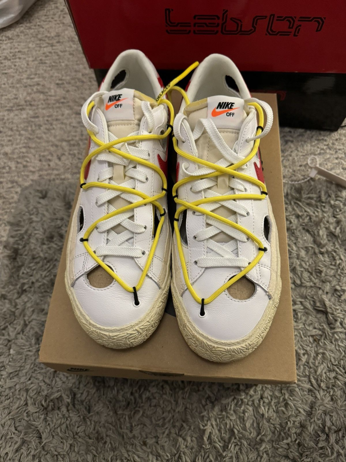 Nike × Off-White NIKE BLAZER LOW “OFF WHITE UNIVERSITY RED” Size US 9.5 / EU 42-43 - 3 Thumbnail
