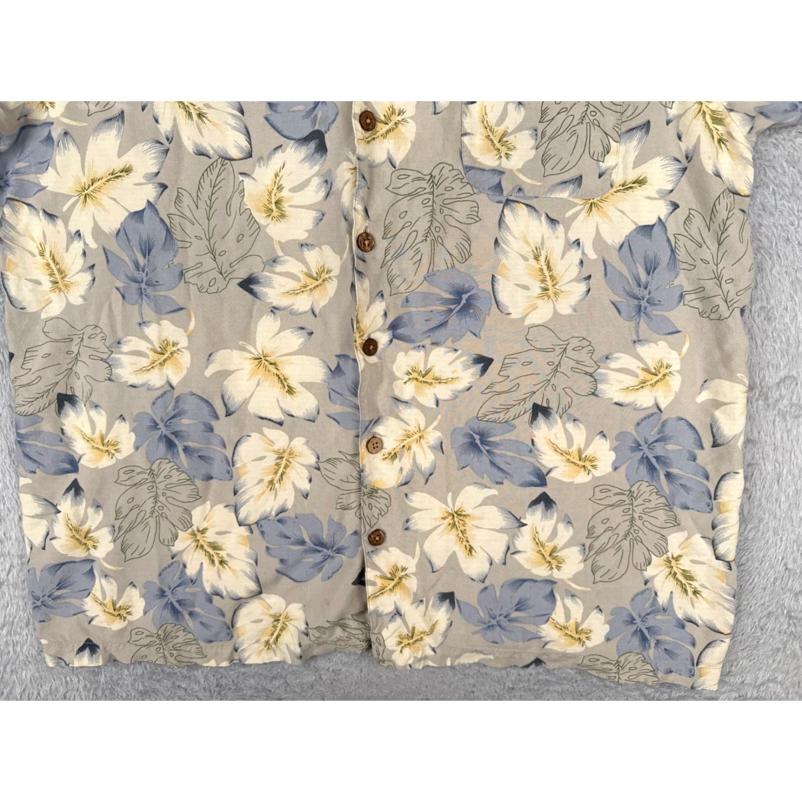 Vintage King Size Hawaiian Shirt Mens 2XL Beige Blue Leaf Pattern Button Up READ ME Size US XXL / EU 58 / 5 - 5 Thumbnail