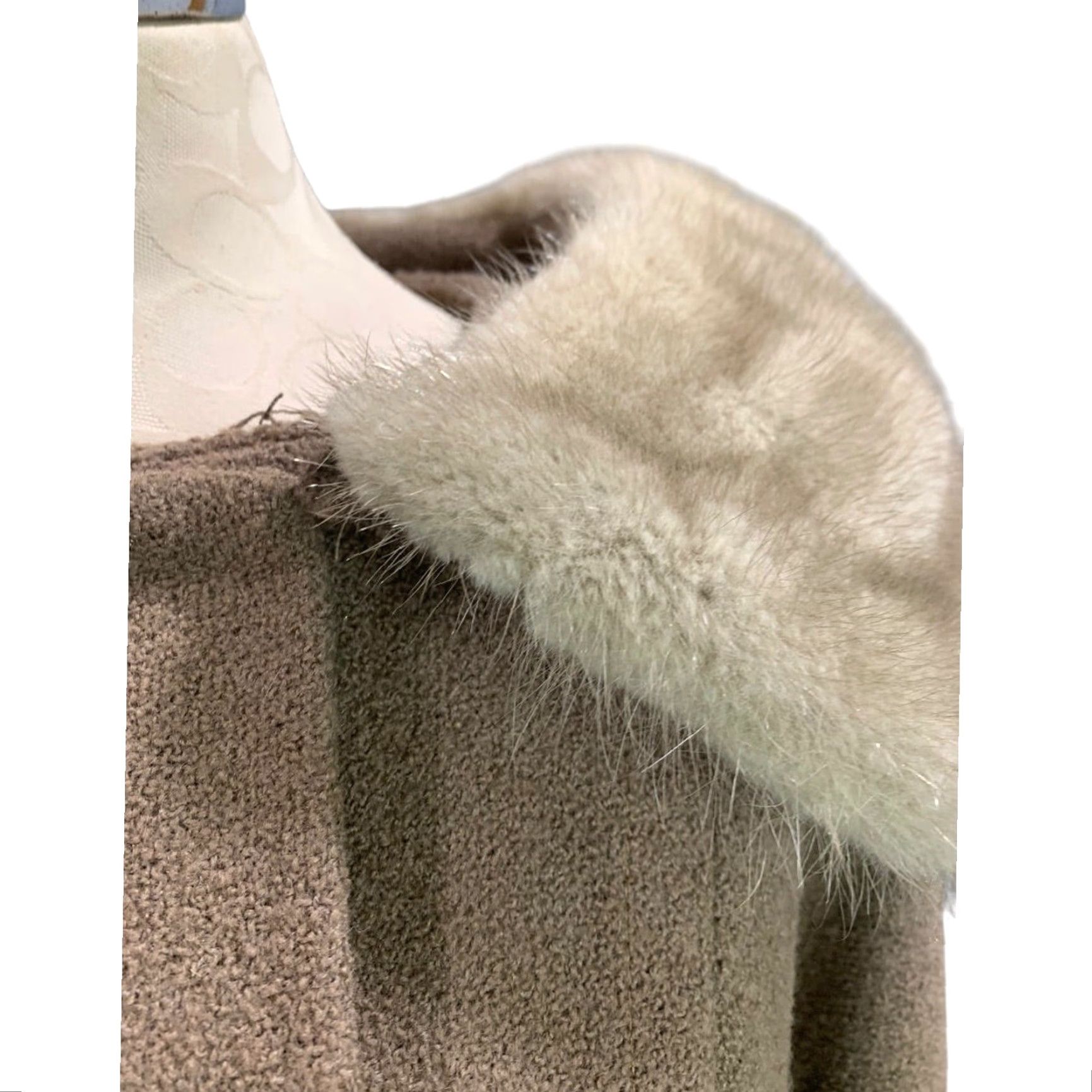 Vintage VINTAGE XL Wool Coat Womens Fur Collar 1950s Jacket - Forstmann Frizelda - Scranton PA - Brown - Regular 40 Back collar to hem Size XL / US 12-14 / IT 48-50 - 4 Thumbnail