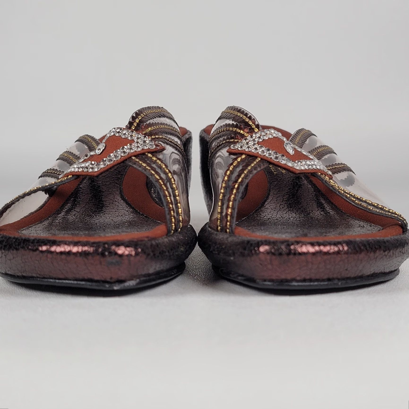 Vintage Degaria Women's Brown heel open toe size 8 Pump Kitten Heel Silver Character Metal Pump Womens Brown 8 Size US 8 / IT 38 - 3 Thumbnail