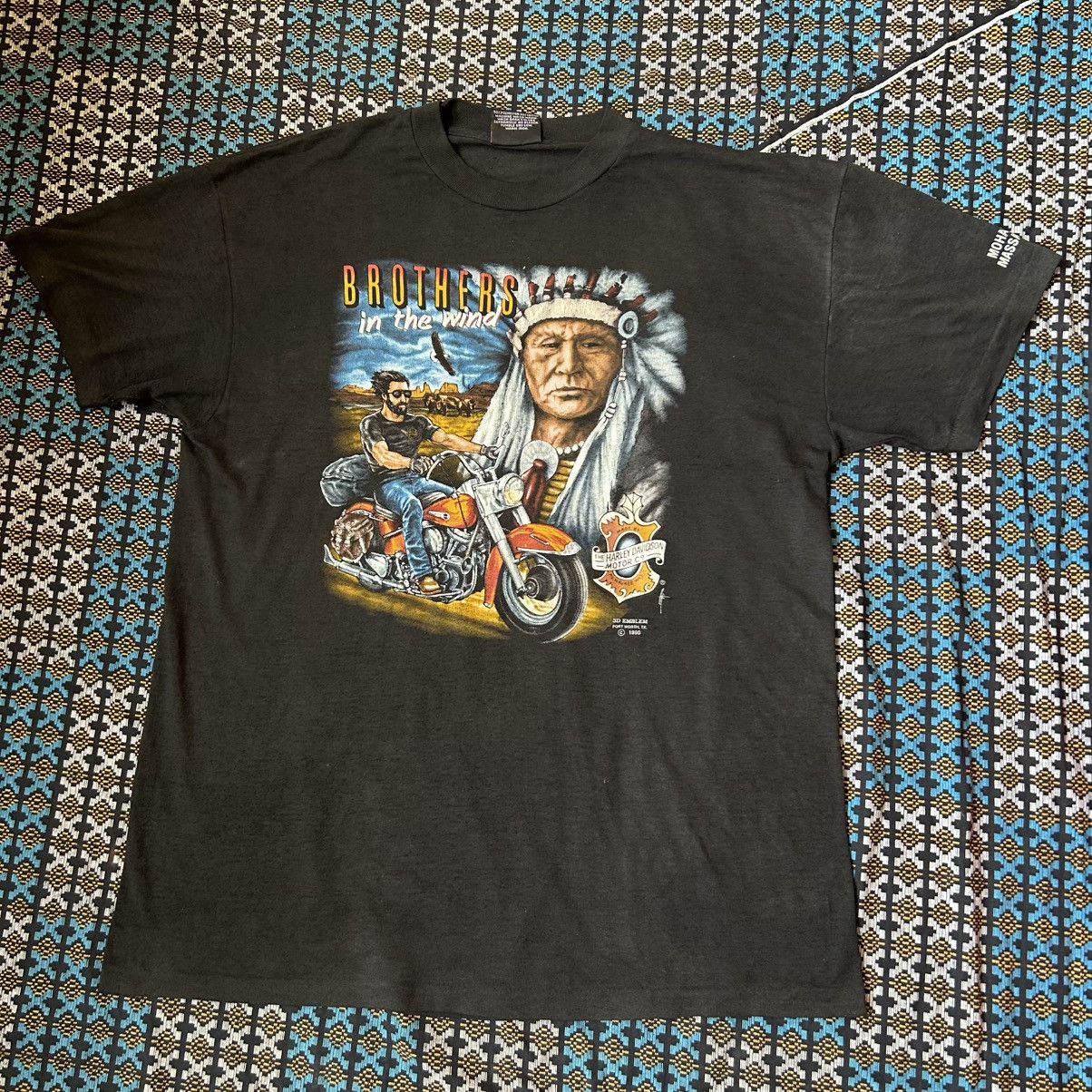 Harley Davidson × Vintage 1990 3D EMBLEM Harley Davidson Tee Size US XL / EU 56 / 4 - 1 Thumbnail