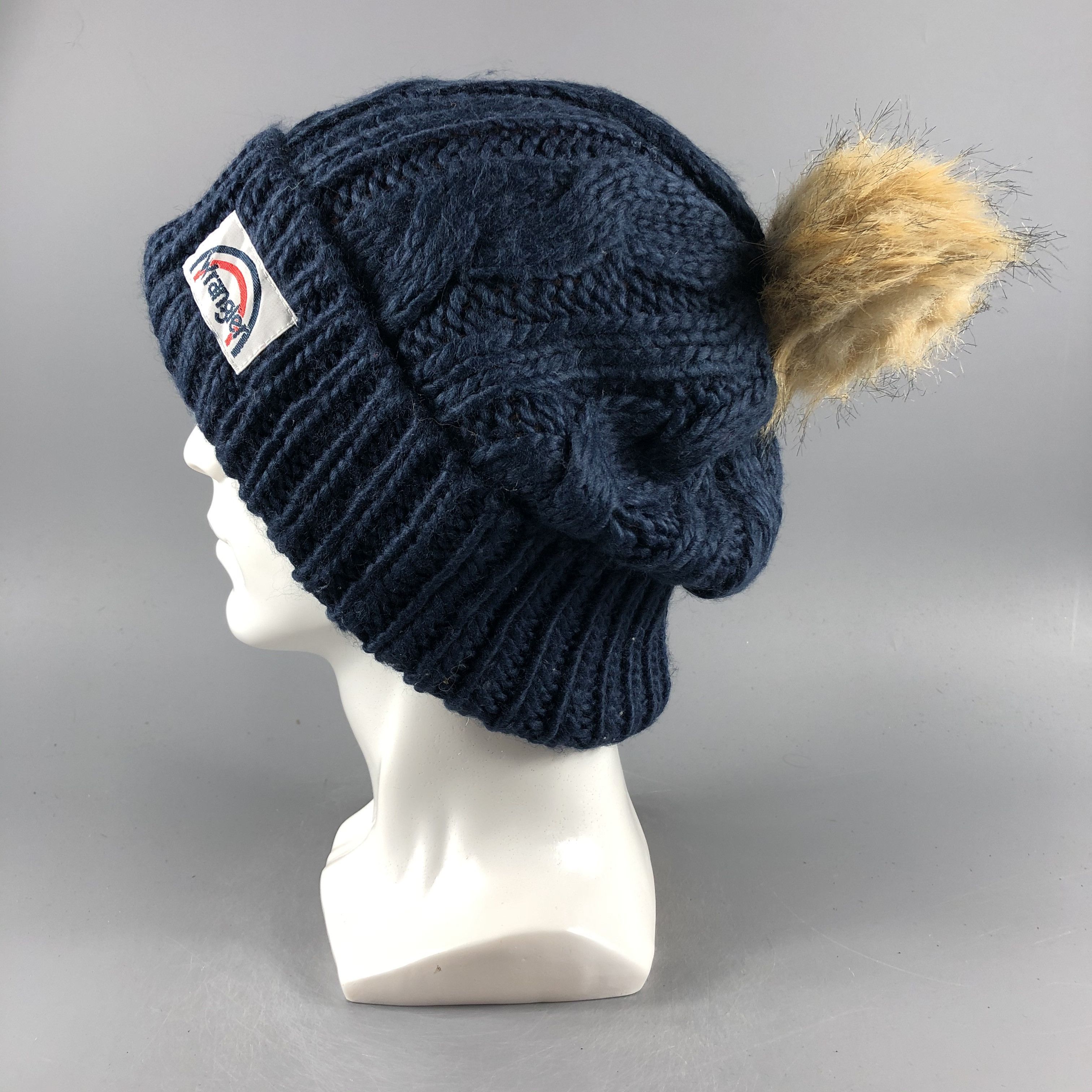 Vintage × Wrangler Wrangler Cable Knit PomPom Beanie Snow Hat Snow Cap -D756 Size ONE SIZE - 1 Thumbnail