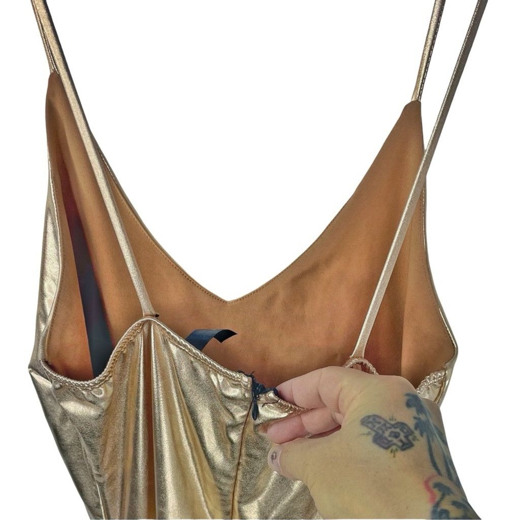 Other DEXIRE Women's Metallic Rose Gold Jumpsuit Stretchy Fabric L Size 34" / US 12 / IT 48 - 6 Thumbnail