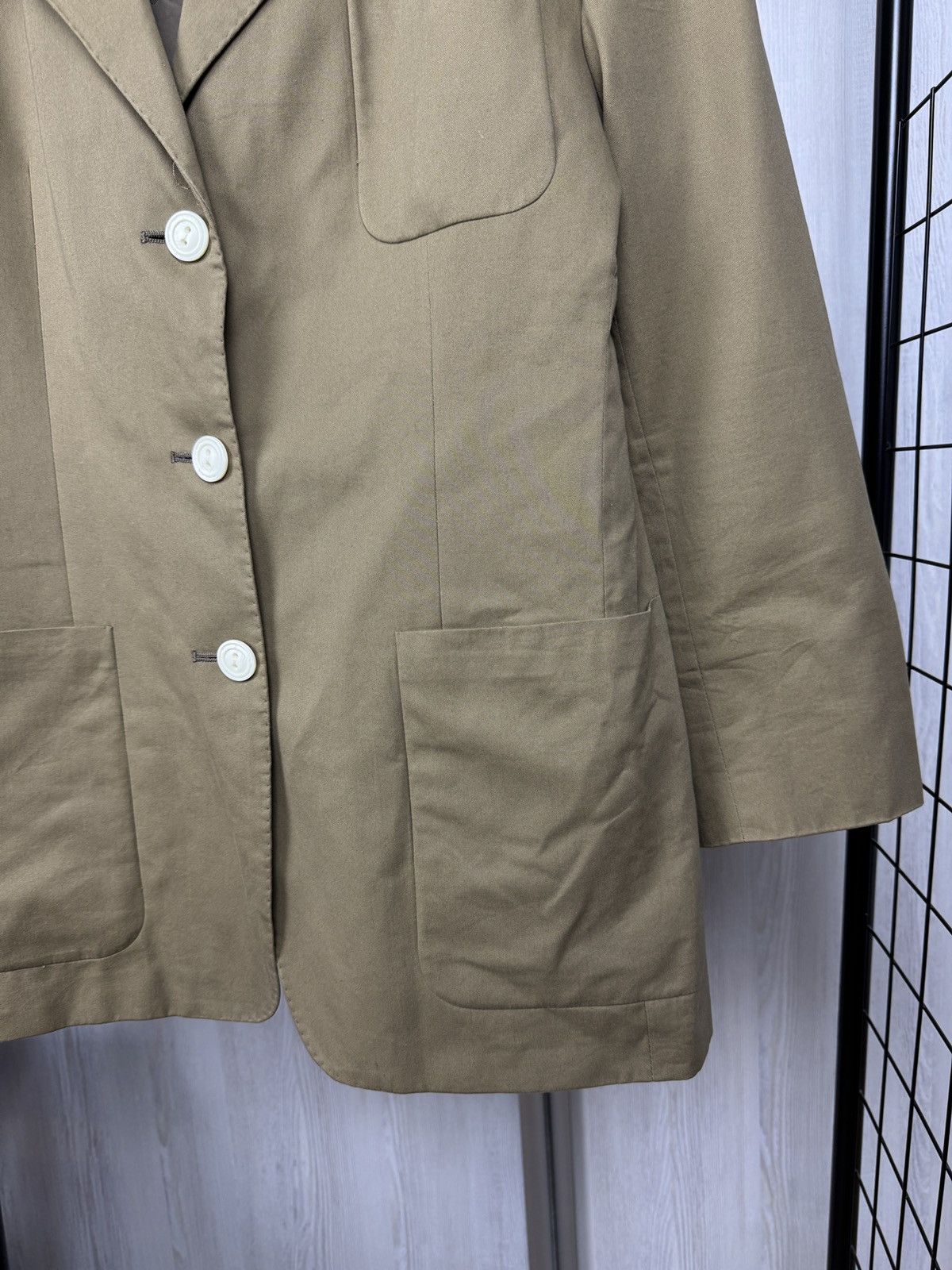 DAKS Daks London cotton beige unlined 3 button blazer Size L / US 10 / IT 46 - 6 Thumbnail