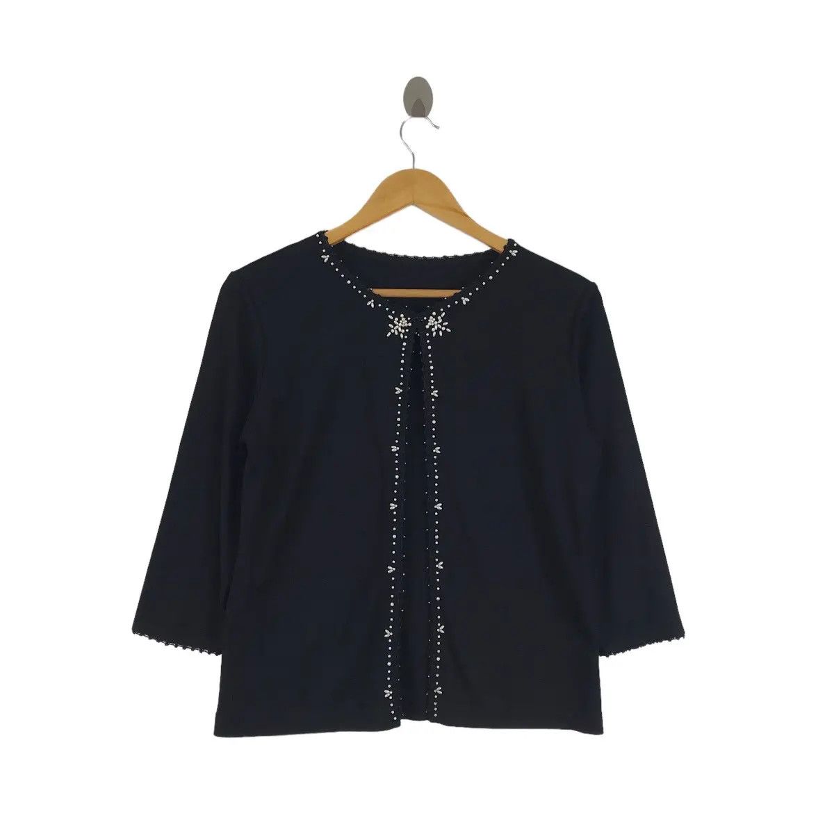 Courreges Vtg 90’ COURREGES PARIS Floral Beading Blouse Cardigan Shirt Size S / US 4 / IT 40 - 1 Thumbnail