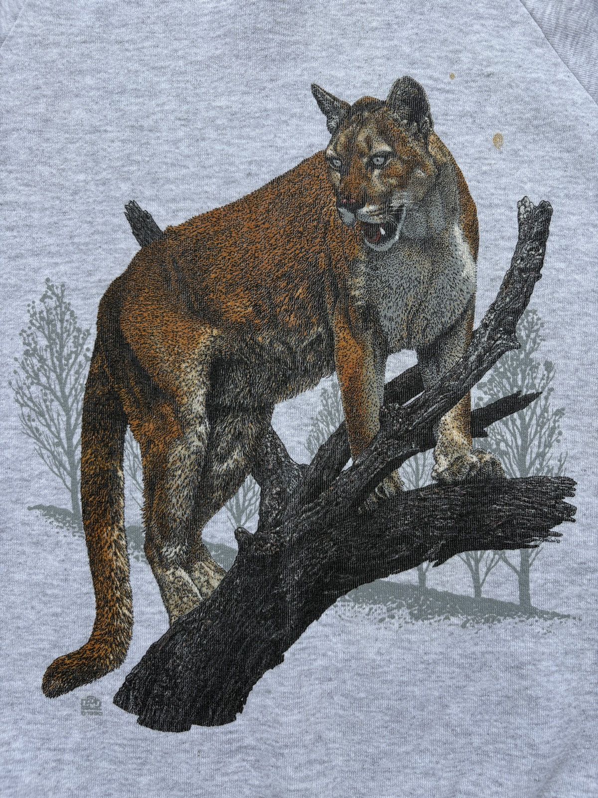 Jerzees × Vintage Vintage 1990 JERZEES Cougar On A Tree Grey Sweater Size XL Size US XL / EU 56 / 4 - 4 Thumbnail