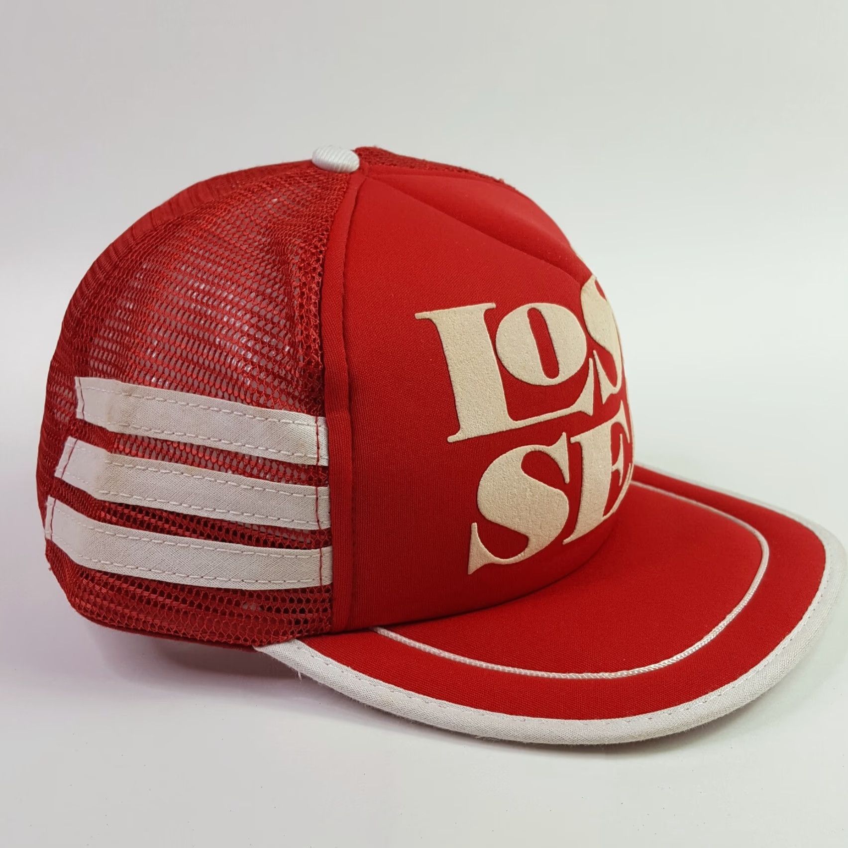 Vintage Vintage Lost Sea 3 Stripe Puff Print Trucker Hat Snapback Adjustable Foam Cap Size ONE SIZE - 6 Thumbnail