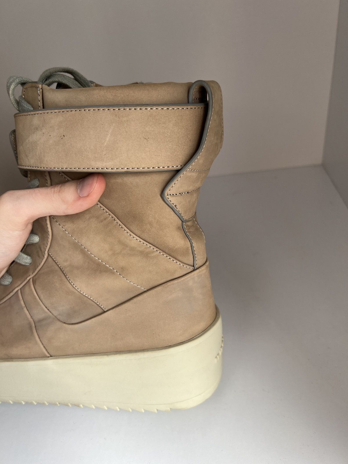 Fear of God × Vintage Vintage FEAR OF GOD nabuk military high top sneakers boots Size US 13 / EU 46 - 6 Thumbnail