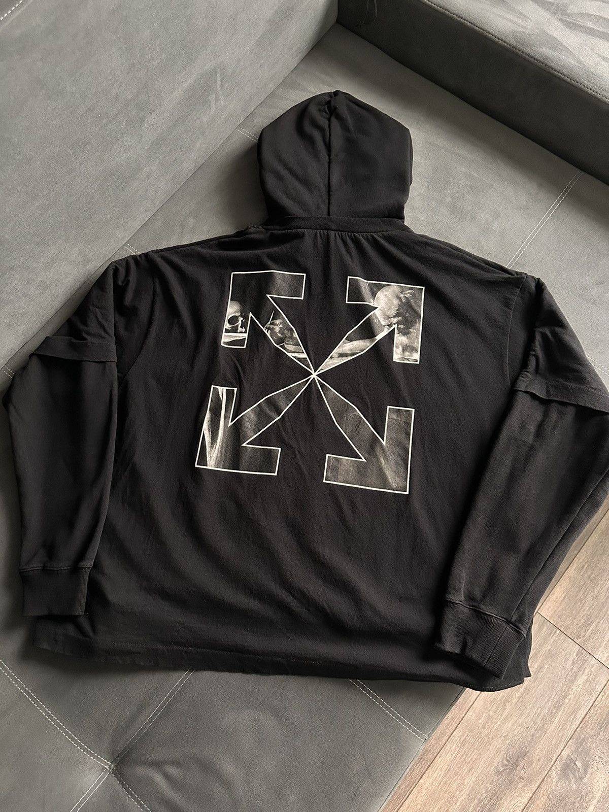 Off white layered hoodie sale