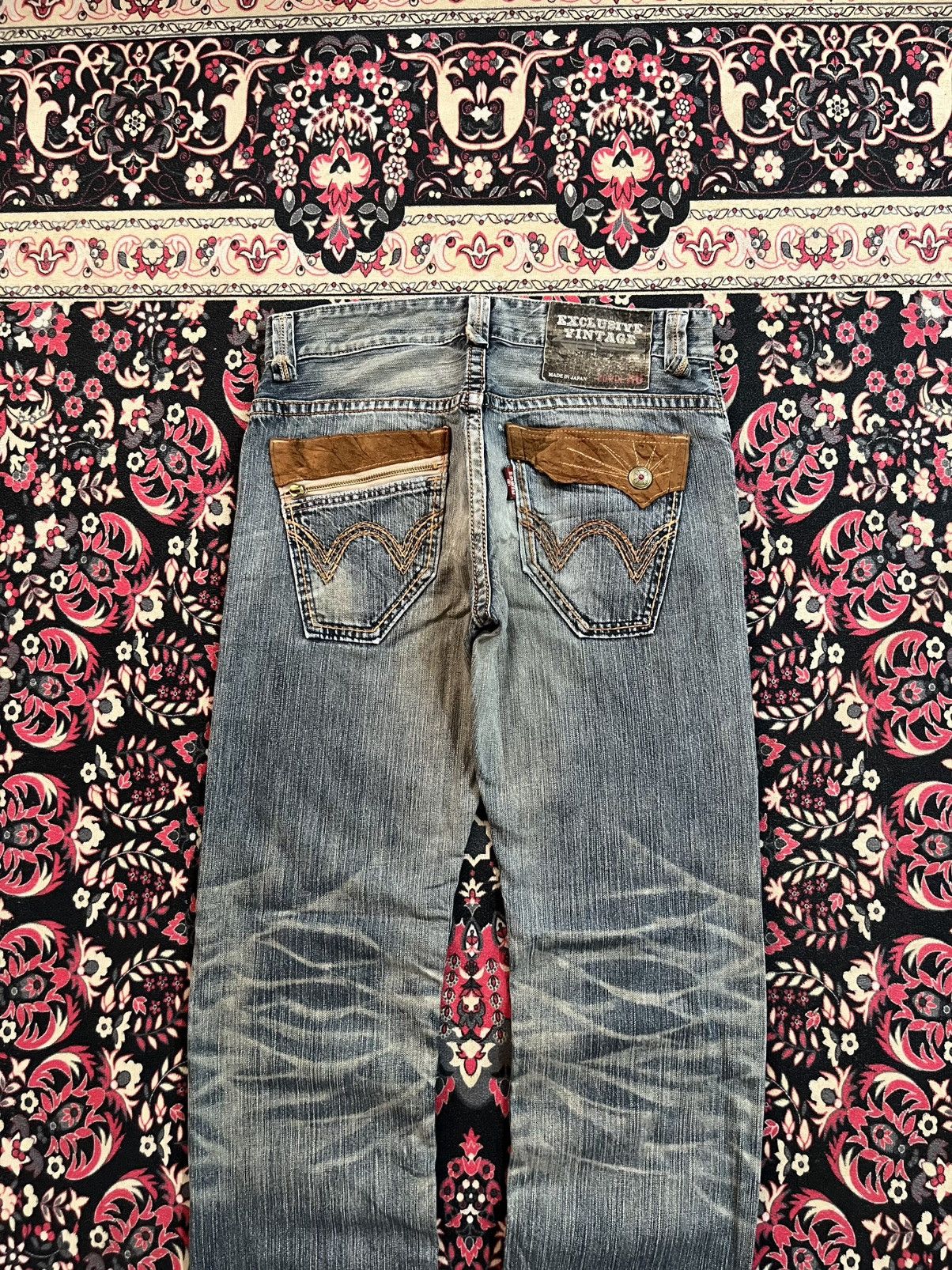 Edwin Vintage Edwin XVS Blue Faded Washed Whisker Straight Jeans Size US 30 / EU 46 - 5 Thumbnail