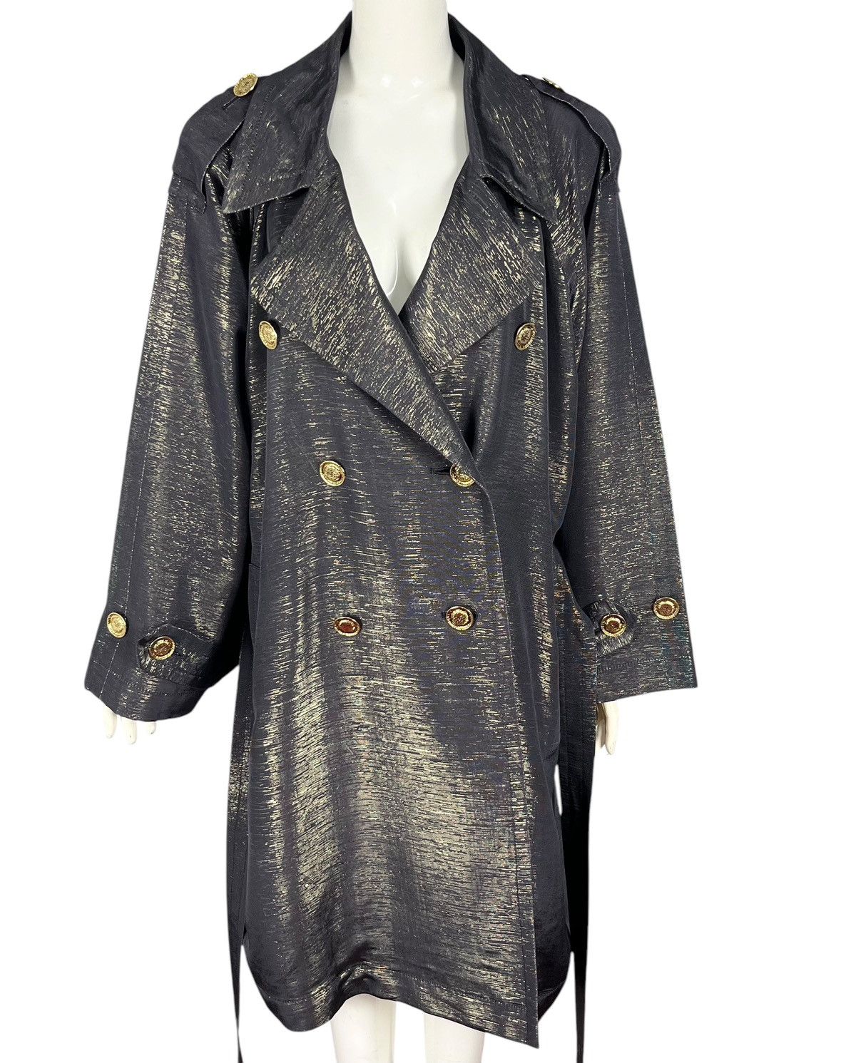 Designer × Yves Saint Laurent Vintage YSL Yves Saint Laurent Gold Weaving Trench Coat Size XS / US 0-2 / IT 36-38 - 2 Thumbnail