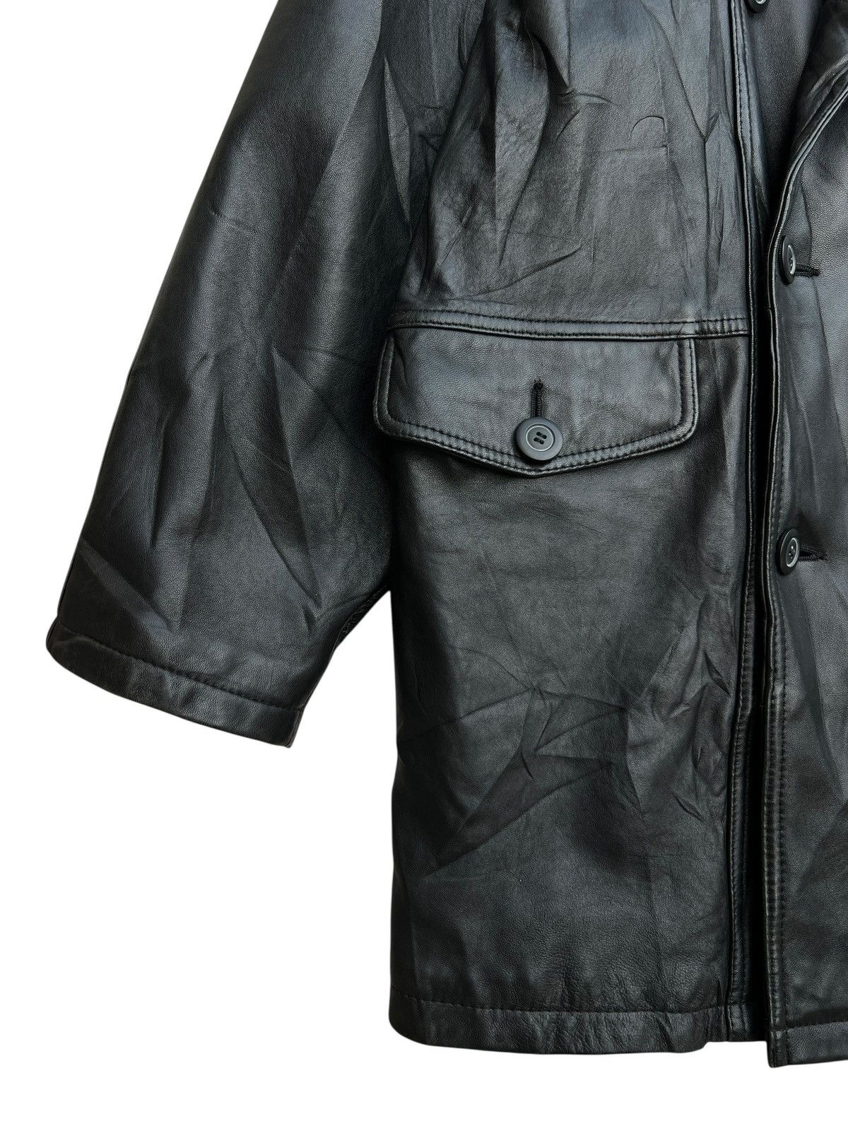 Vintage Vintage 90s Harajuku Mother Coat Black Leather Jacket Size US L / EU 52-54 / 3 - 10 Thumbnail