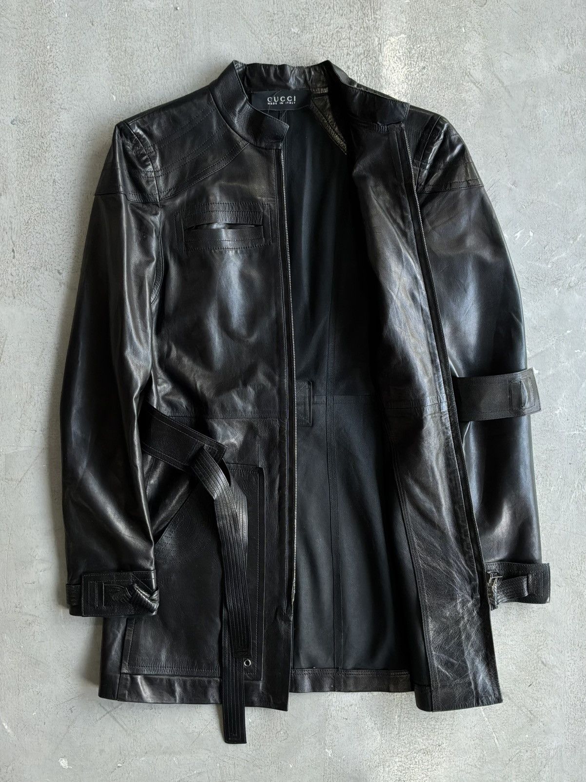Gucci 90s Gucci - Tom Ford Era - Belted Leather Trench Jacket Size S / US 4 / IT 40 - 2 Thumbnail