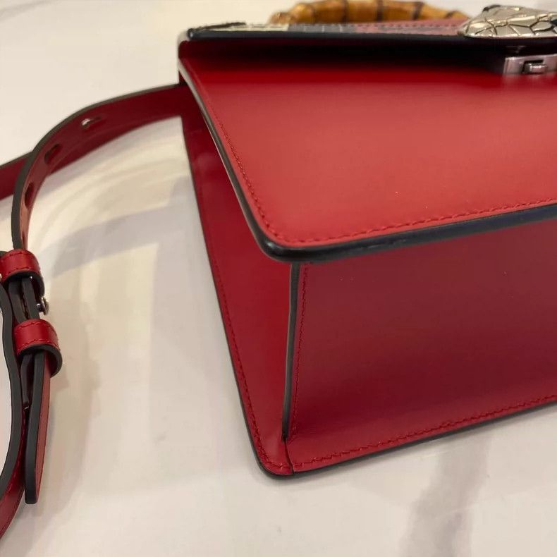 Gucci GUCCI Bamboo Handle Red Leather Bag-2505 Size ONE SIZE - 7 Thumbnail