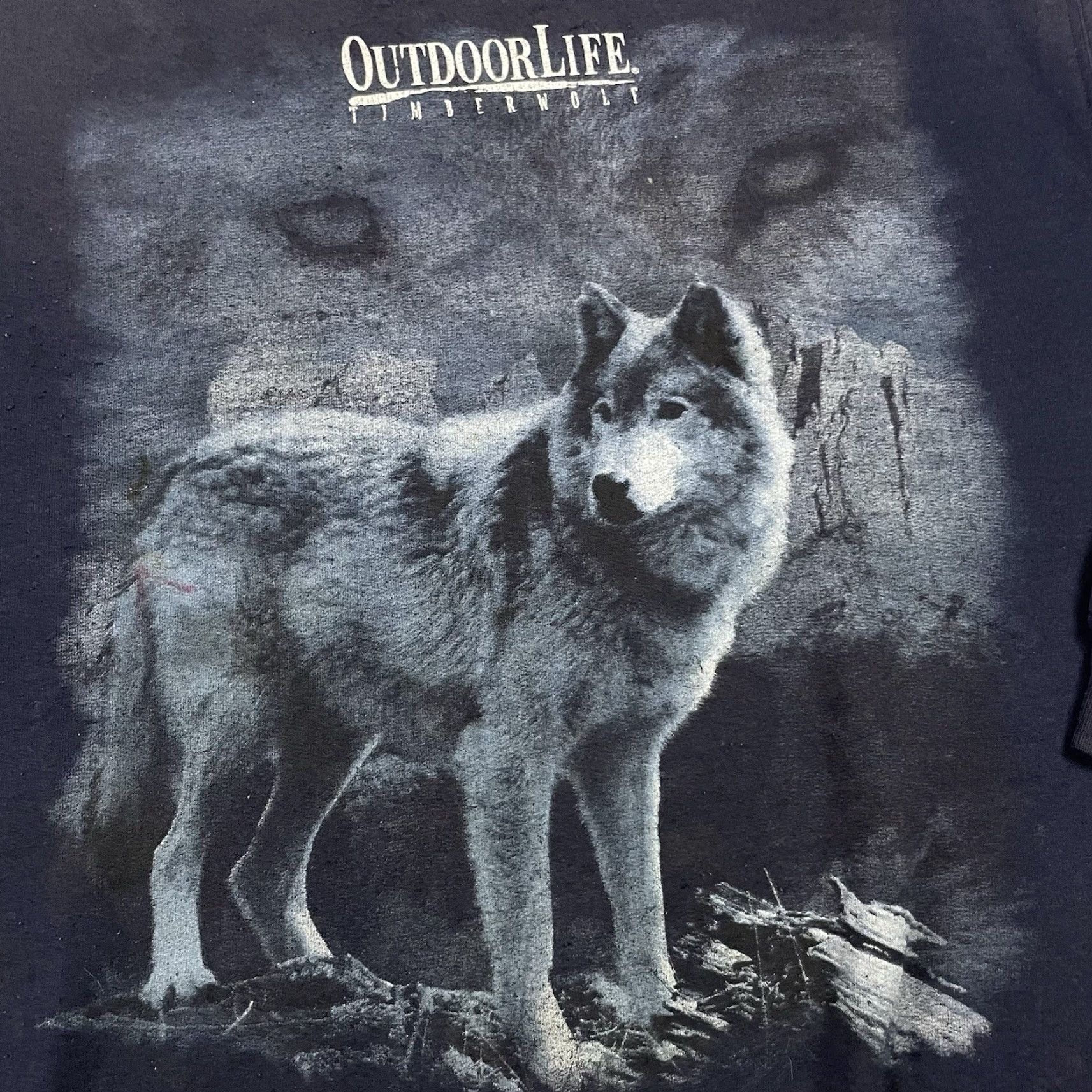 Vintage VINTAGE Outdoor Life Wolf Sweatshirt Adult L Blue 1990s Distressed Faded Size L Mens Size US L / EU 52-54 / 3 - 3 Thumbnail