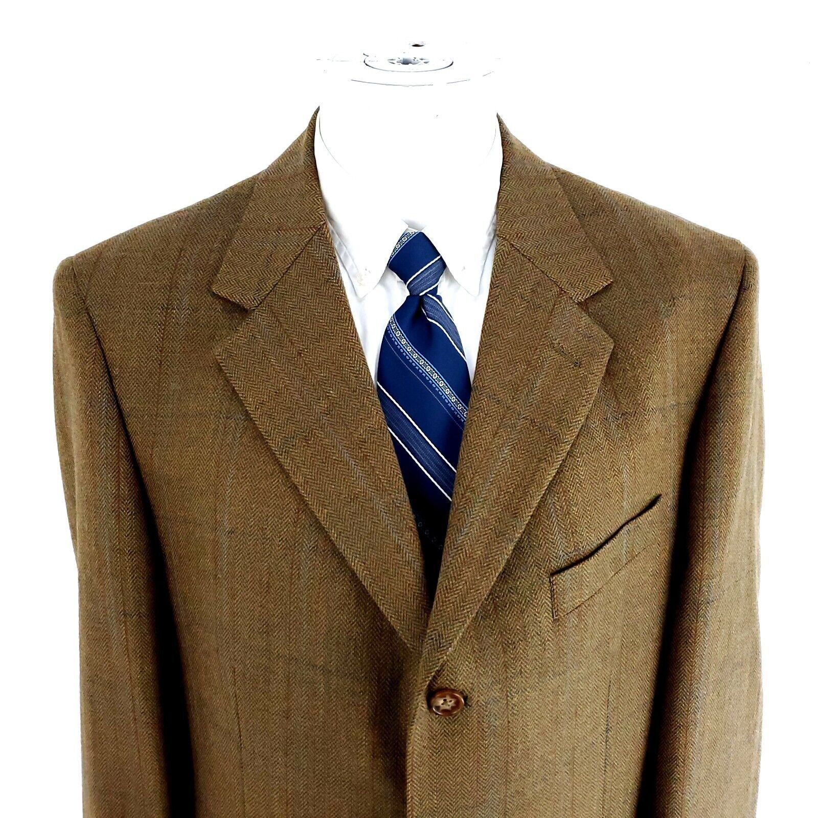 Alan Flusser Alan Flusser Lambswool Tweed 3 Button Sport Coat 44R Brown H Size 44R - 1 Thumbnail