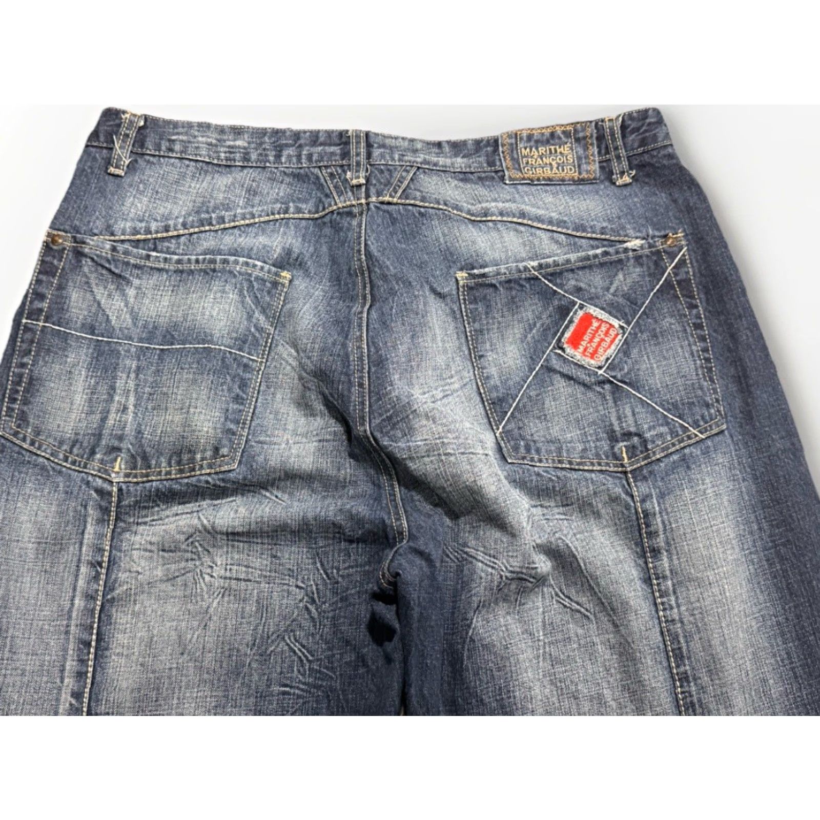 Denime VINTAGE Marithe Francois Girbaud Jeans Mens 38 Regular Blue 33in Inseam Baggy Straight Denim 1990s Mens Size US 38 / EU 54 - 7 Thumbnail
