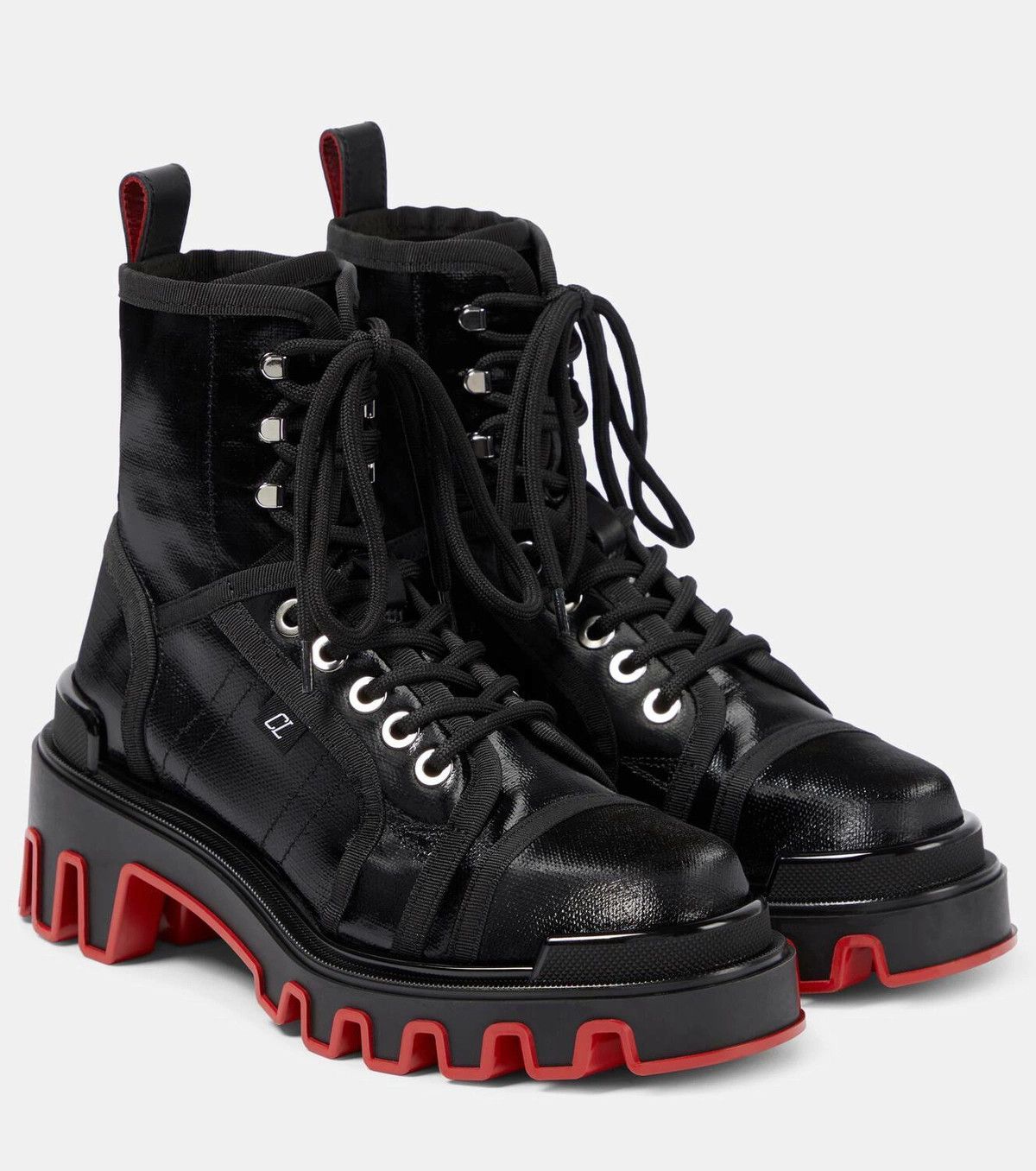 Christian Louboutin Mens Panaroot Dune Flat Black Combat Lace Up Boot 43.5 10.5 Size US 10.5 / EU 43-44 - 3 Thumbnail