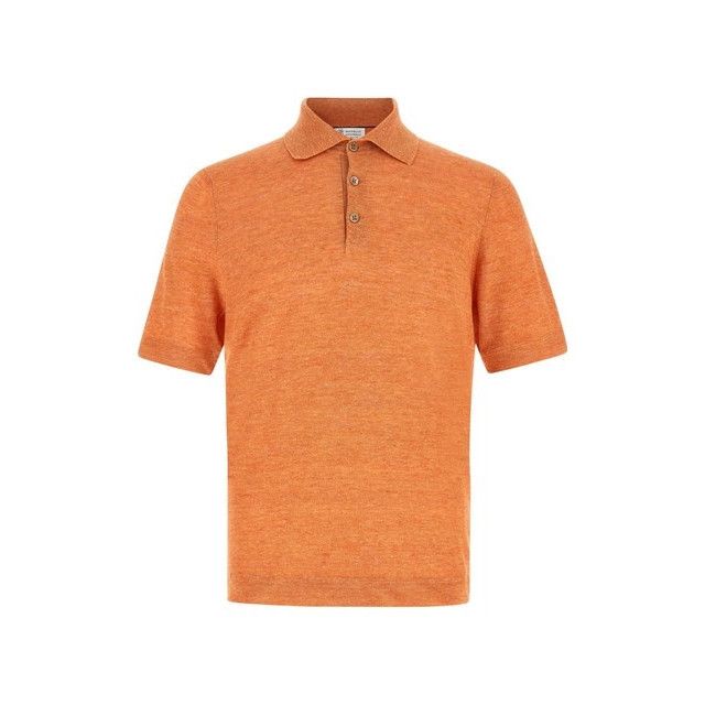 BRUNELLO CUCINELLI Orange Linen/Cotton Polo Shirt New & Auth
